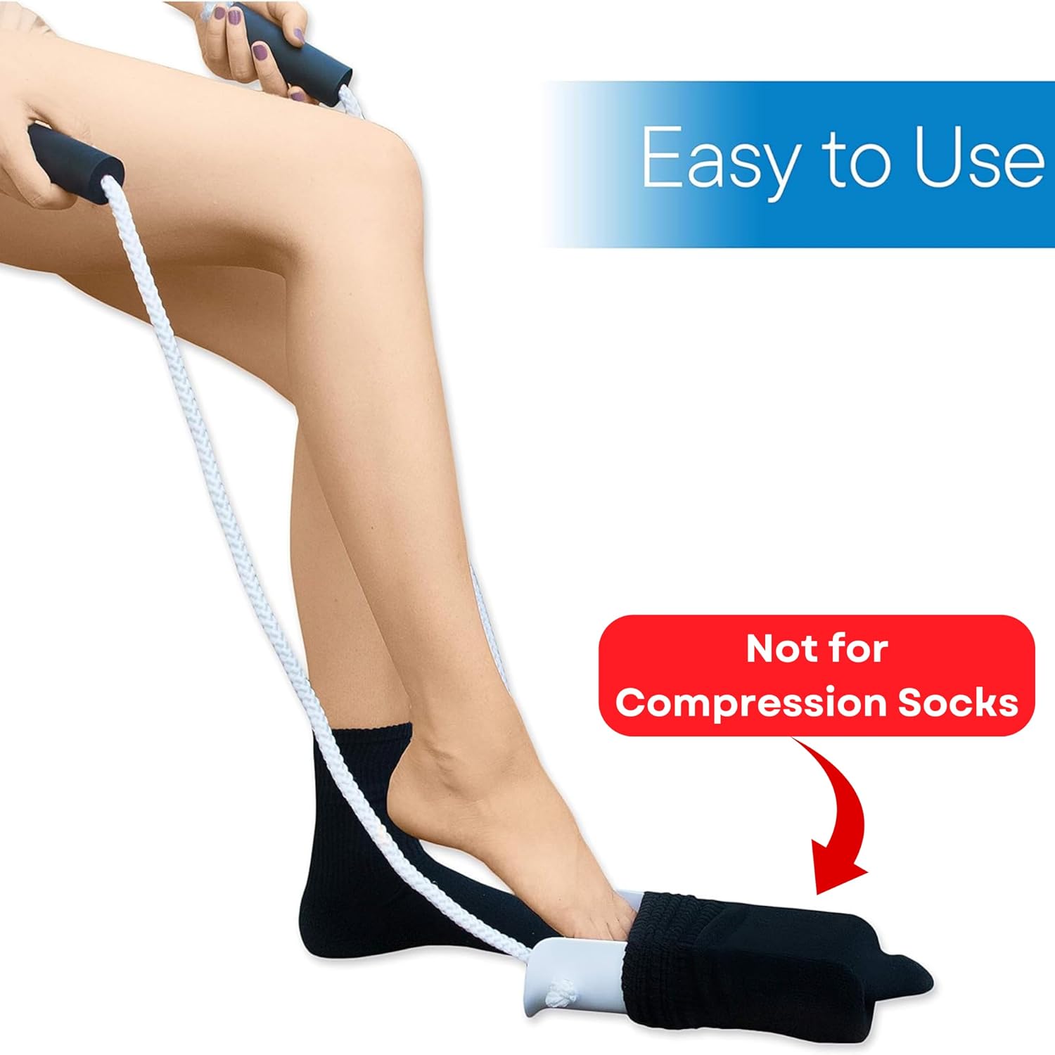 RMS Deluxe Sock Aid - Socks Helper with Foam Handles for Regular Socks | Help put on socks without bending, an independent dressing aid for limited mobility - Image 4