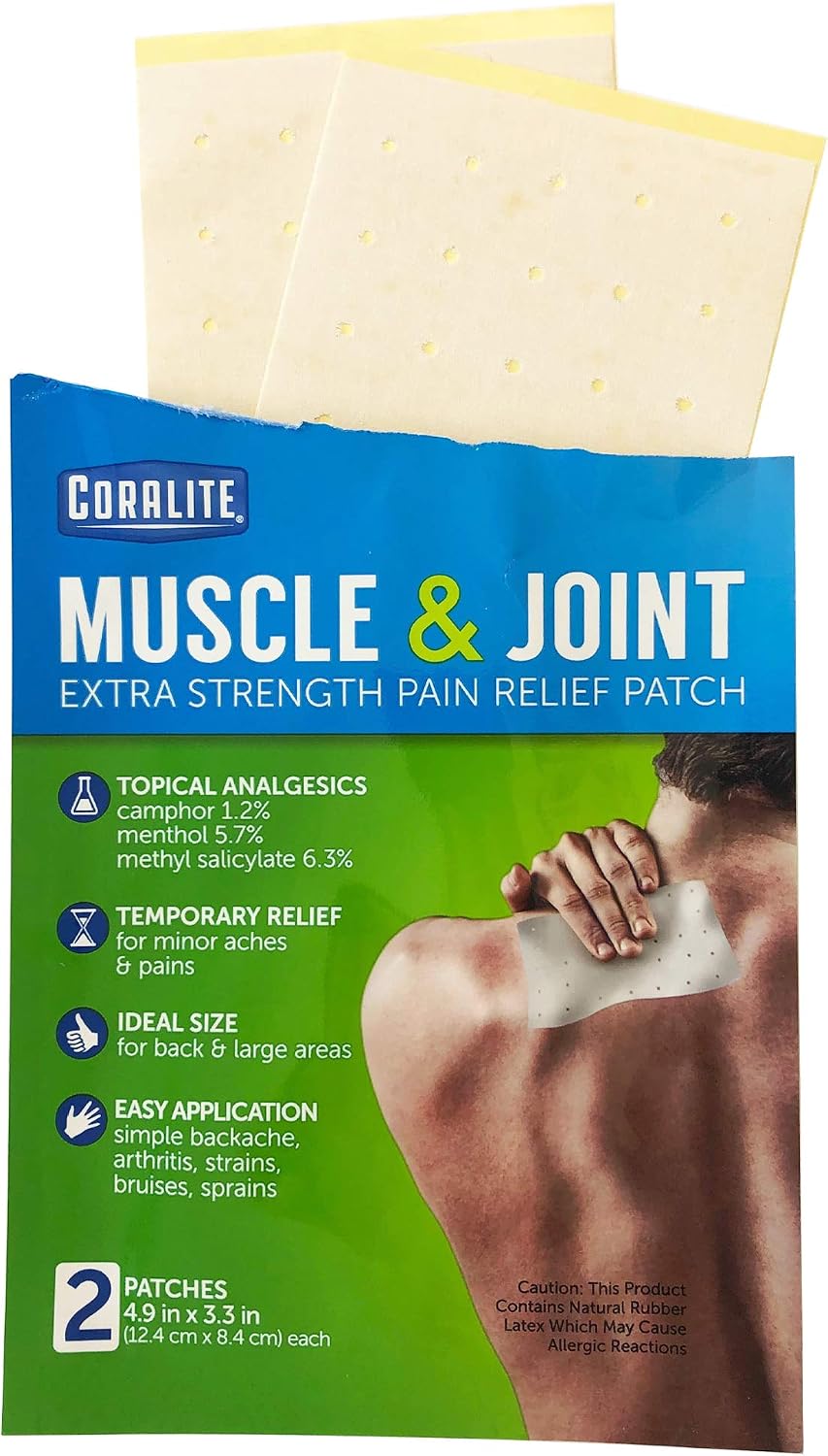 Coralite Pain Relieving Patch - Extra Strength Joint & Muscle Pain Relief Patches for Back Pain, Muscle Soreness and Joint Pain, 2 Patches Per Pack (24 Pack) - Image 2