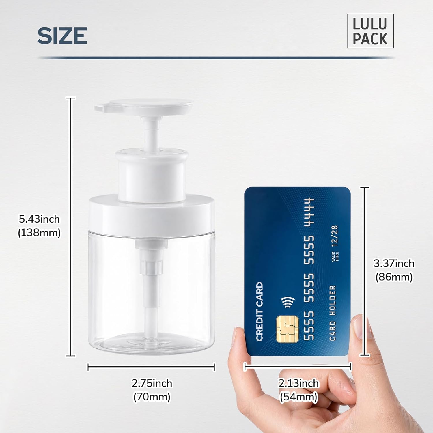 Lulupack 8oz Wide Mouth Pump Bottle, Small Dispenser for Soap & Lotion 2PCS | Plastic empty bottle for shower, refillable jar for shampoo, conditioner, hand soap, body wash, bathroom container, clear - Image 2