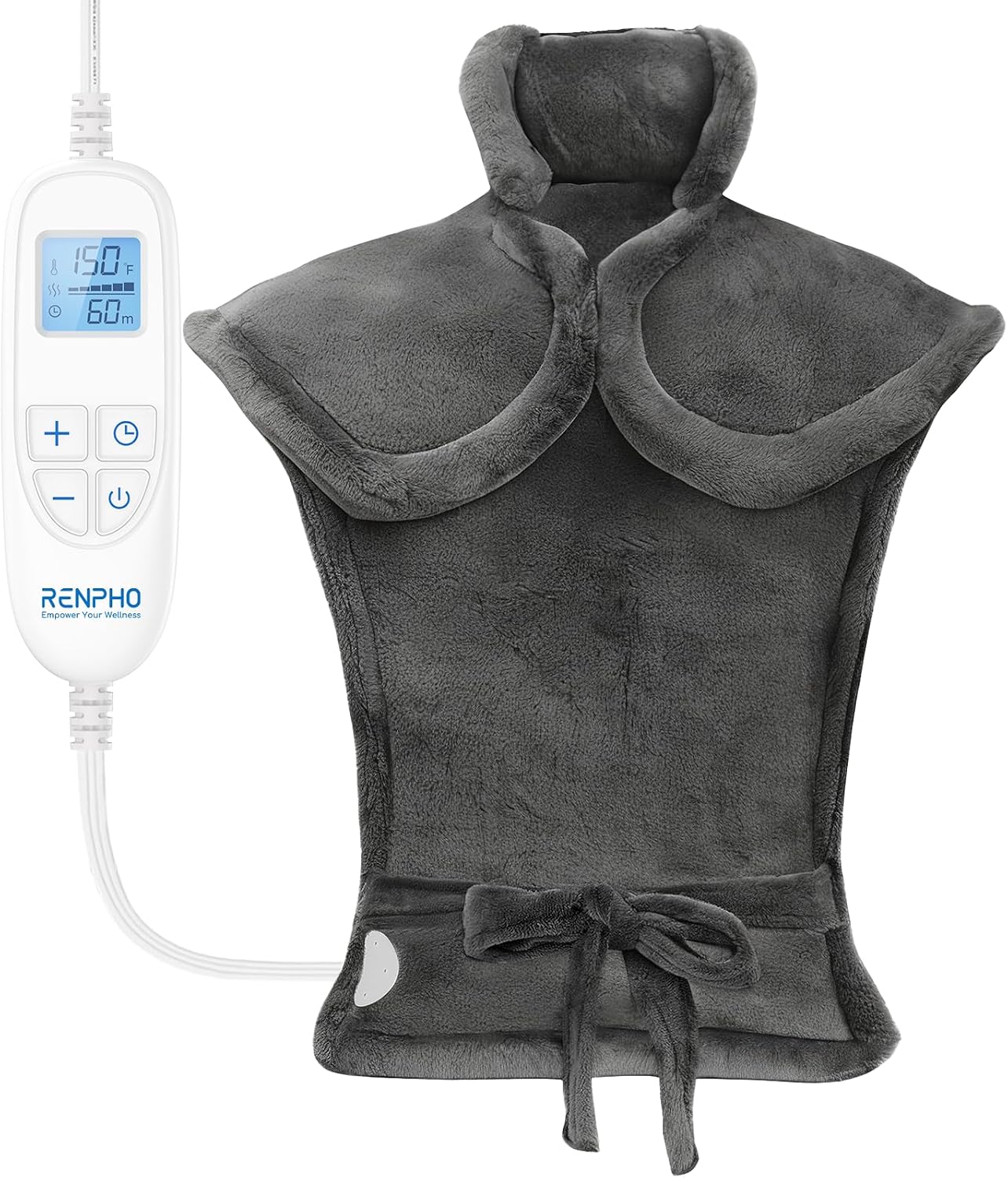 RENPHO Heating Pad for Back, Gift for Women & Men, FSA Eligible HSA | Fits for Neck & Shoulders, 6 Heat Levels, Weighted for Snug Fit, ETL Certified, Birthday Gift for Mom & Dad, 24 x 33", Gray