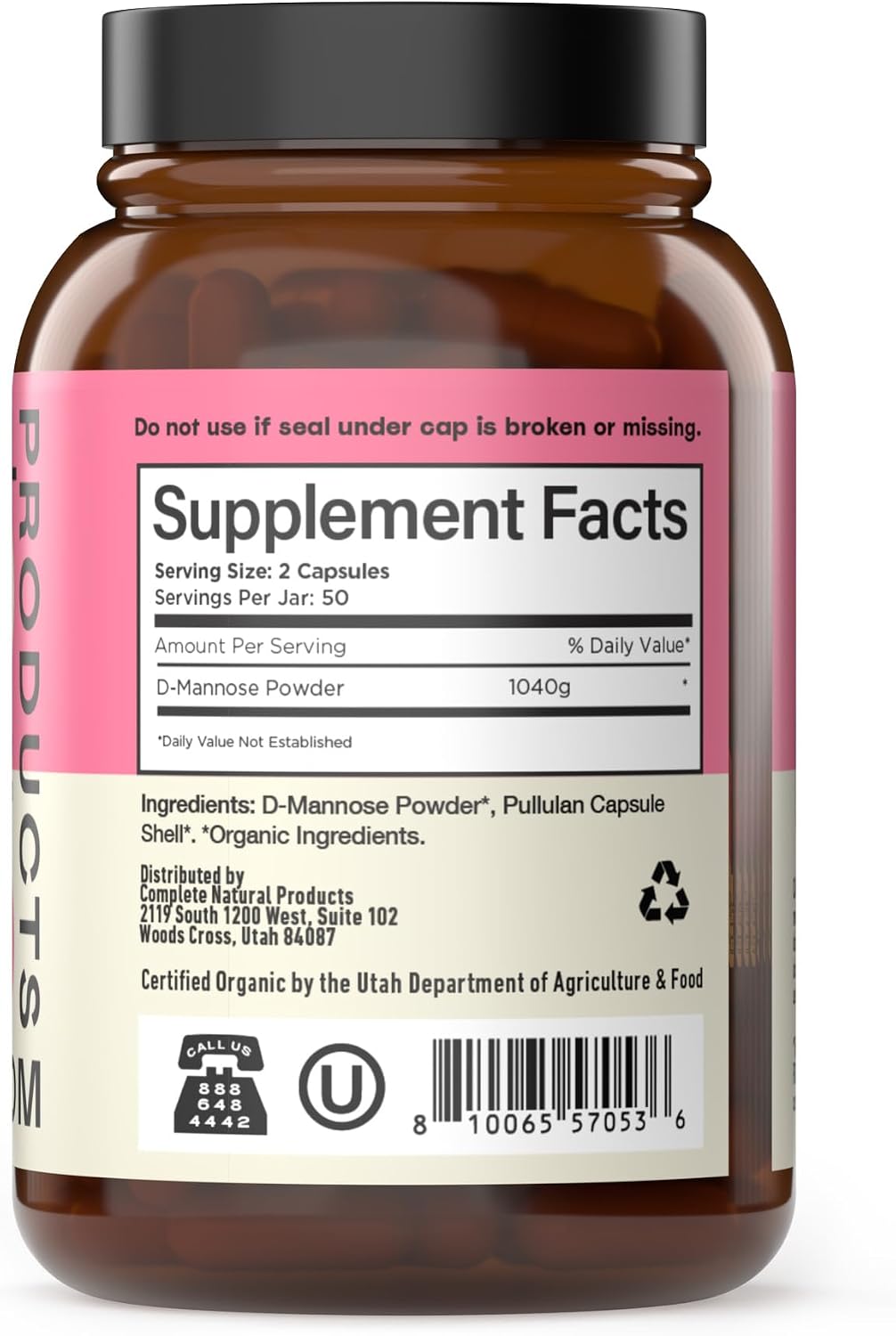CNP | D Mannose Capsules 520mg - UTI Support, Bladder Urinary Tract Aid | Organic D mannose 520mg capsules for UTI support, urinary tract and bladder health; vegan non GMO, no fillers, kosher - Image 3
