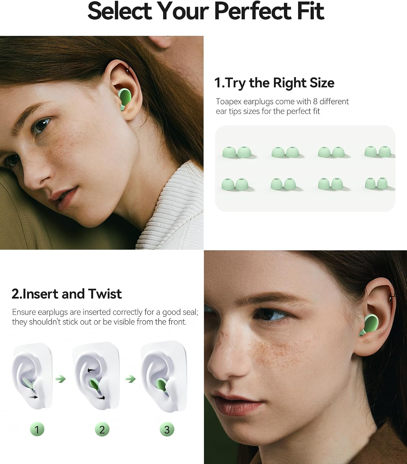 45dB Ear Plugs for Sleeping Noise Cancelling Ear Plugs for Noise Reduction & Snoring, Concerts, Earplugs for Sleep,Sider Sleepers Airplane, Silicone Earplugs Reusable Concert Ear Plug - Image 4