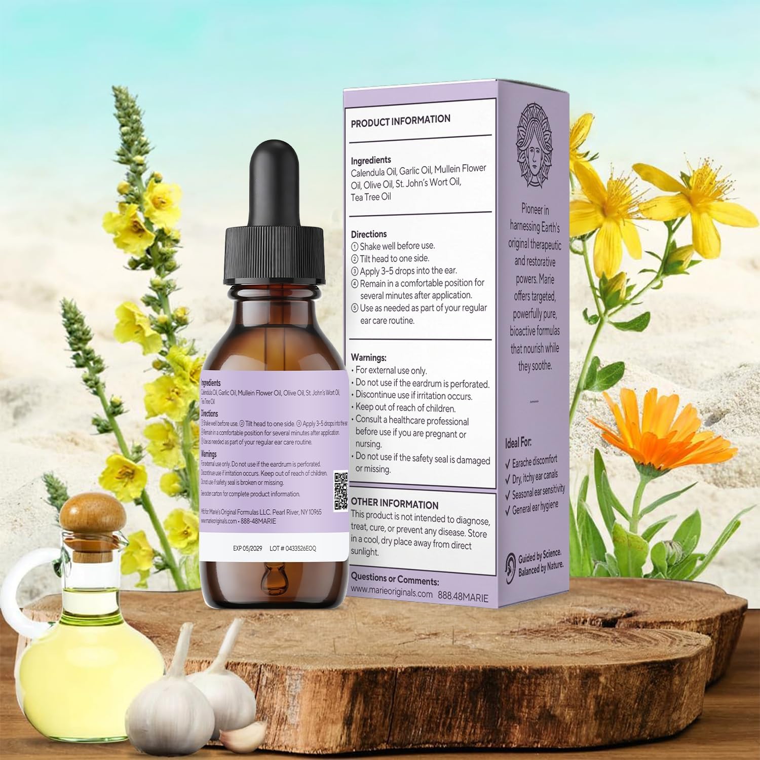 Marie Originals Mullein Garlic Ear Oil Drops, Natural Ear Oil, 2 Pack | Mullein ear oil and garlic ear oil with olive oil and calendula; natural ear oil drops support moisture and cleansing - Image 7