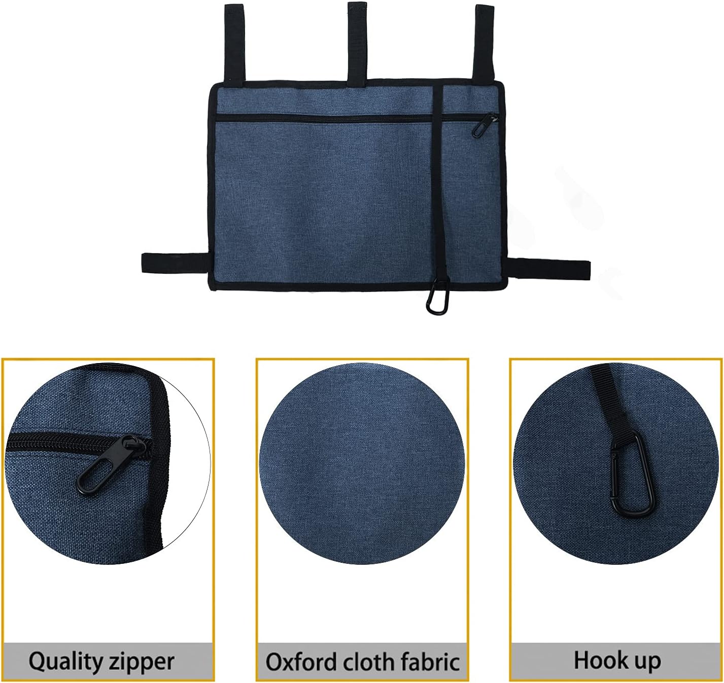 Caroo Walker Bag Basket with Cup Holder Suit for Adult Folding Walkers Rollator Organizer Carry Storage Pouch Water-Resistant Armrest Accessories for Seniors, Elderly, Handicap, Blue - Image 4