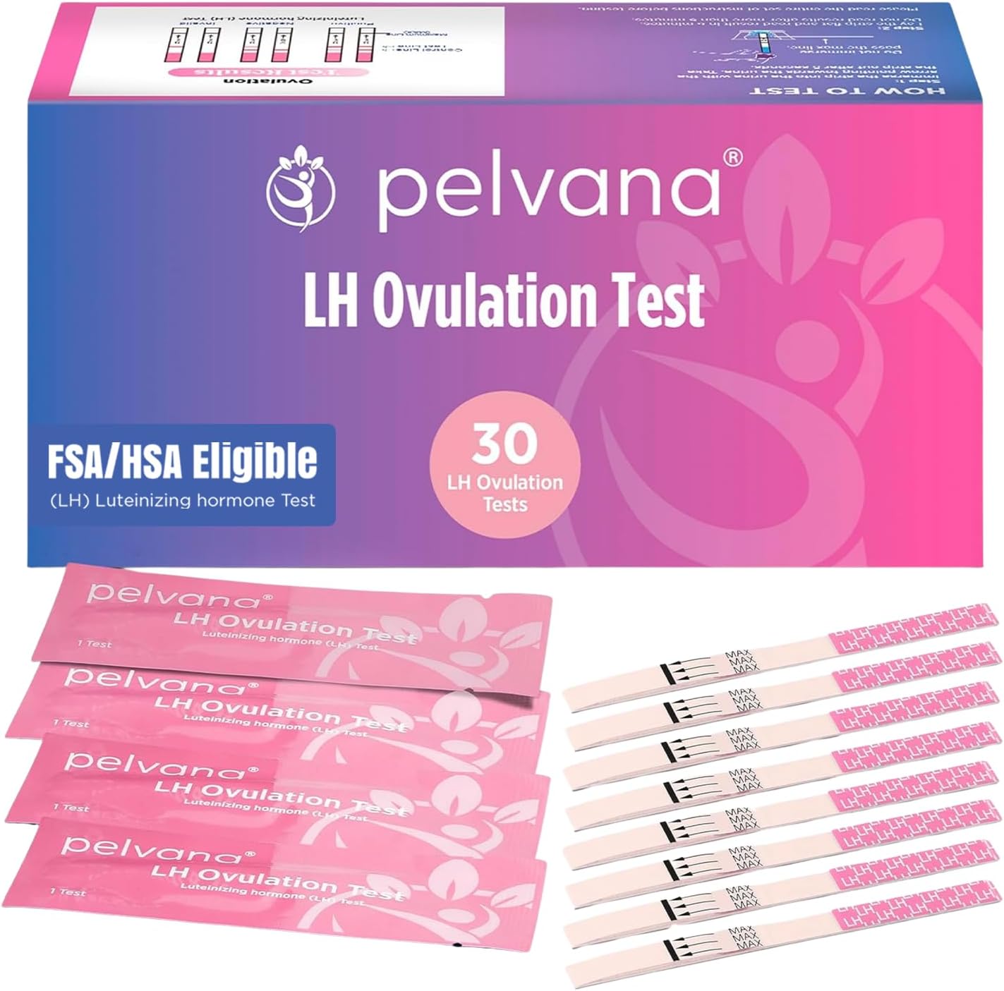 Pelvana Ovulation Test Strips Easy at-Home Fertility Testing Kit (30 Tests) | Identify Peak Fertility Days for a Greater Chance at Conception, 30 LH Ovulation Tests for Women Trying to Conceive Naturally