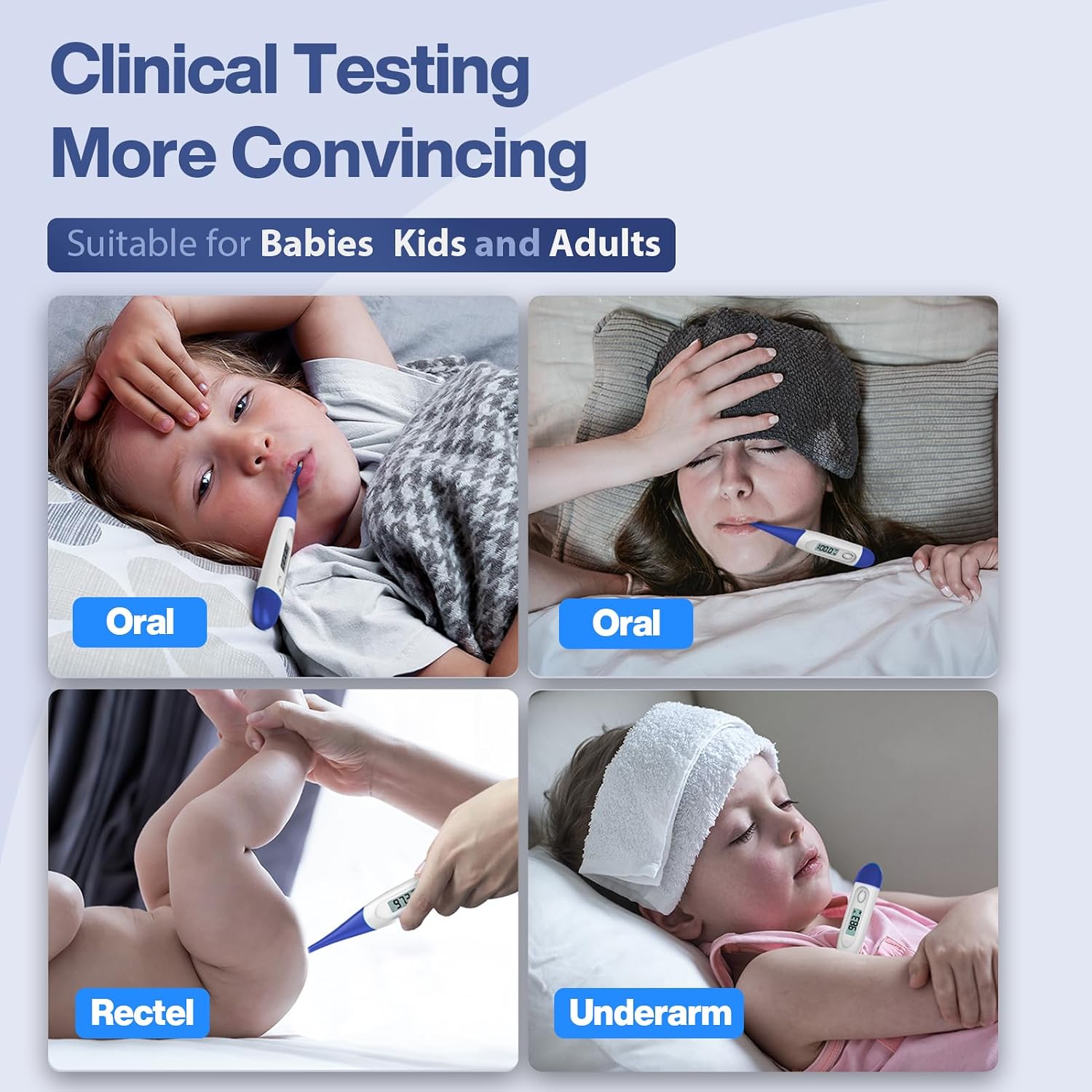 Boncare Digital Thermometer for Adults, Kids & Babies, Dark Blue | Accurate & Safe Oral and Rectal Thermometer with 10-Second Reading and Fever Alarm - Image 4