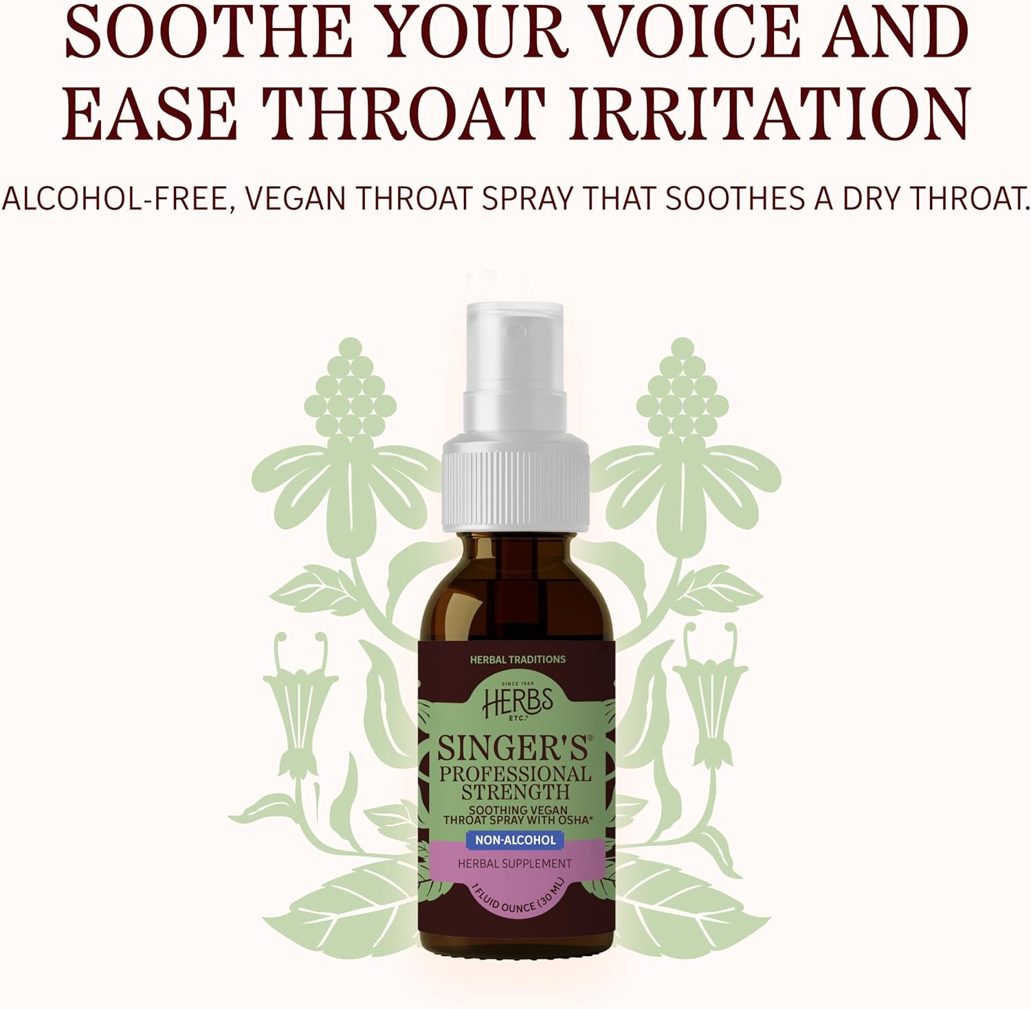 Herbs Etc. Singer's Saving Grace Professional Strength Spray - Plant-Based Soothing Throat Spray for Voice Care - Comfort Irritated Tissues - Vocal Cord Support - Non-Alcohol - 1 fl oz (75 Servings) - Image 2