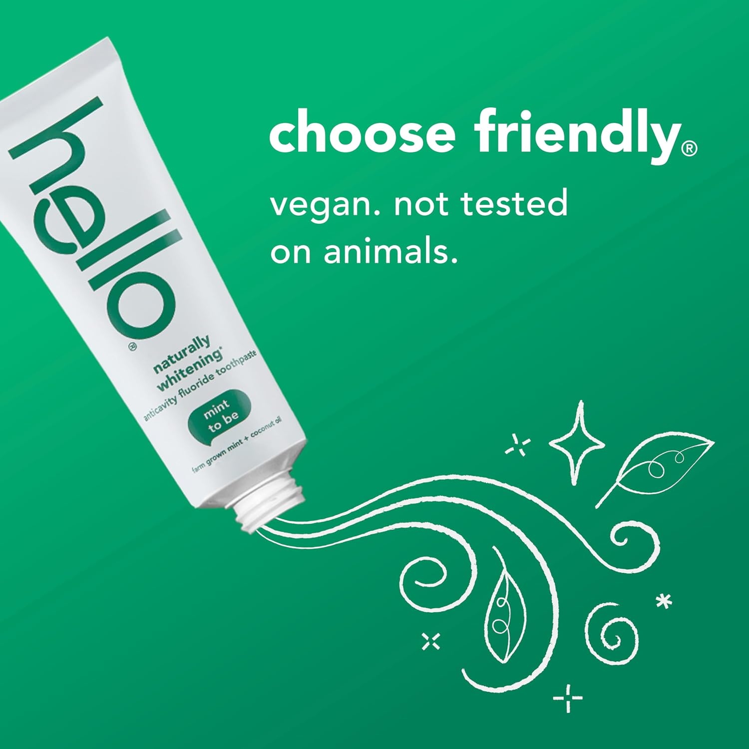 Hello Naturally Whitening Anticavity Fluoride Toothpaste, 5 Oz Tube, Natural Whitening Toothpaste with Coconut Oil, Whitens Naturally and Helps Remove Surface Stains, SLS Free, Vegan, Mint, 3 Pack | Anticavity Fluoride Toothpaste with Coconut Oil, Helps Remove Surface Stains, Strengthens Enamel, SLS Free, Vegan - Image 5