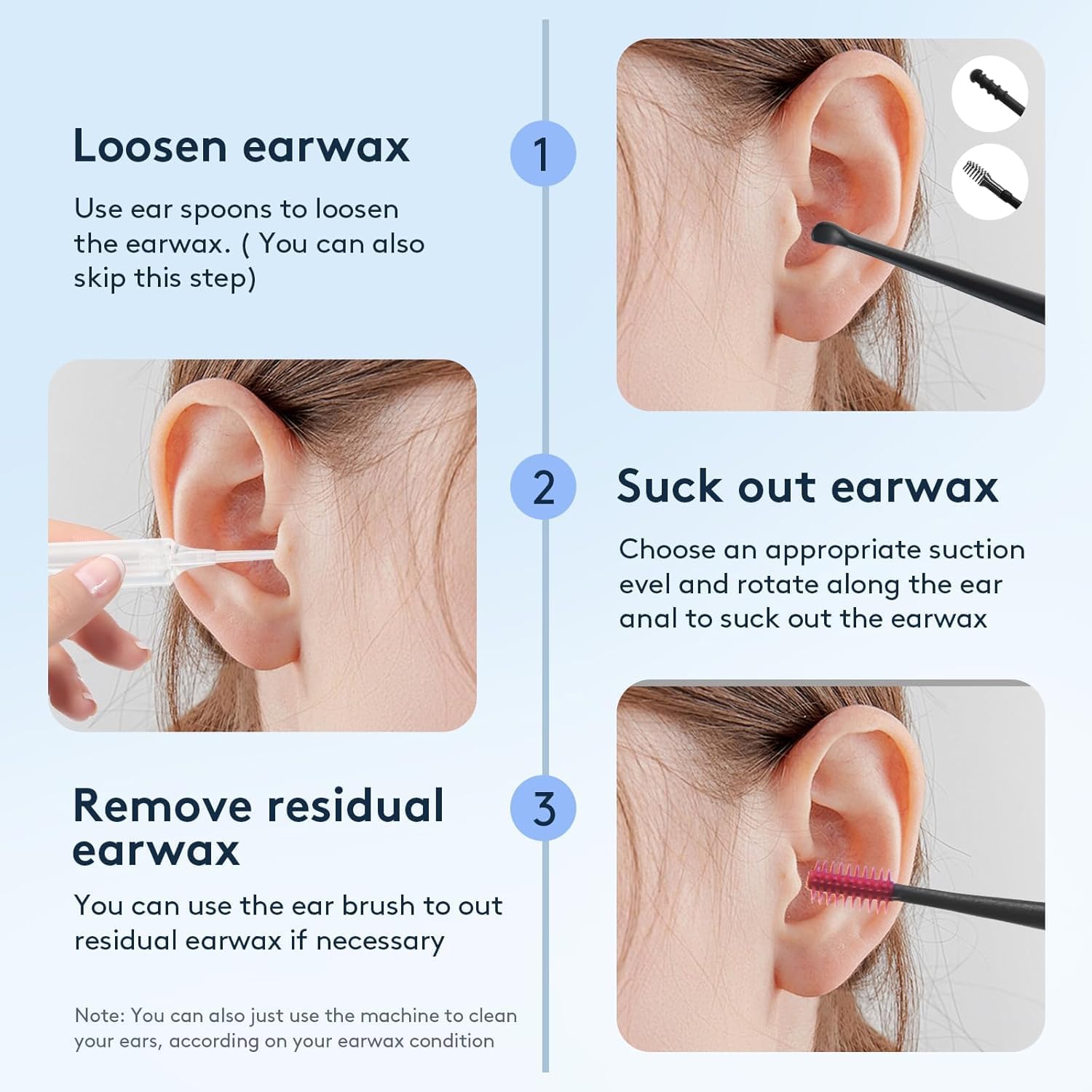 Ear Vacuum Wax Remover with 9‑Level Adjustable Strong Suction | Electric Earwax Removal Kit USB Rechargeable Ear Suction Vacuum Tool, Safe Ear Wax Cleaner for Adults, Children & Kids - Image 6