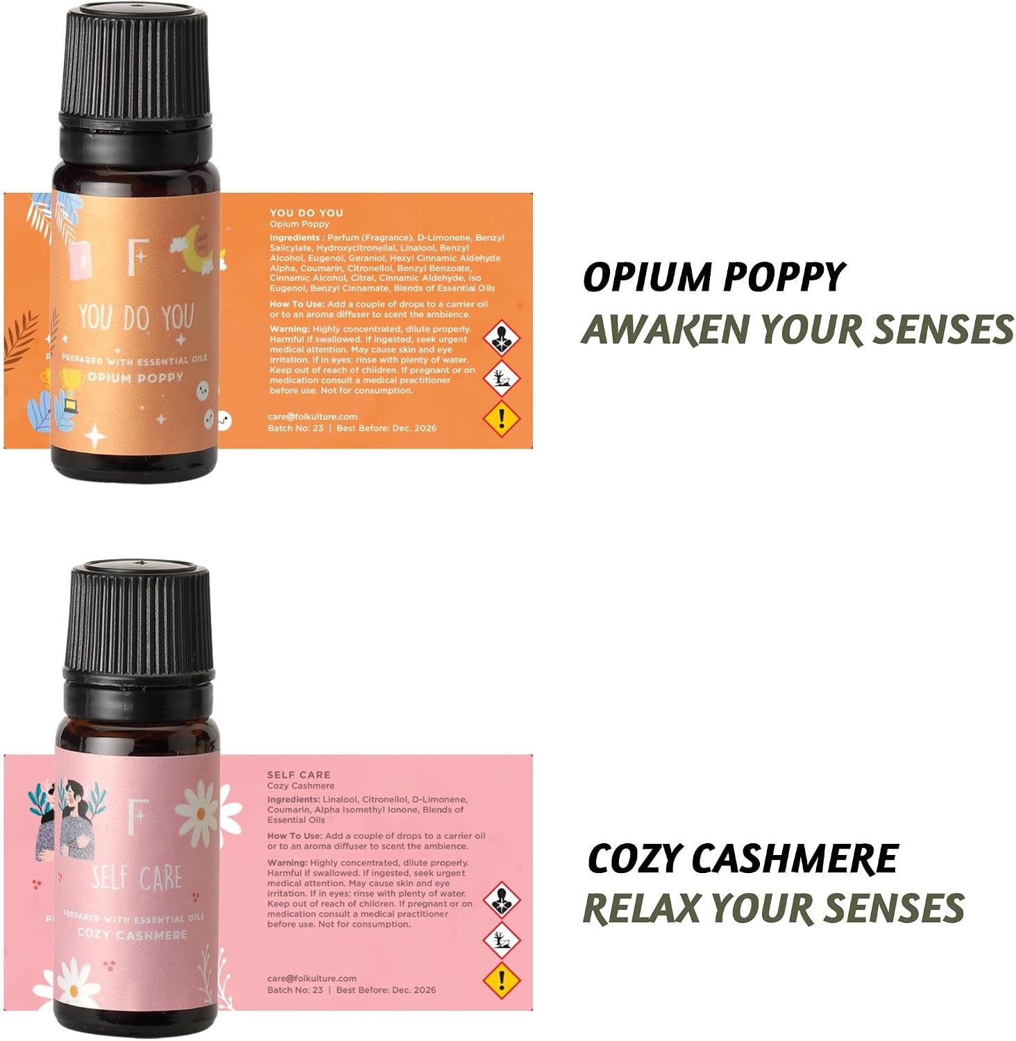 Folkulture Essential Oils Set | 6 Relaxing Fragrance Oils for Diffusers | Green Tea, Cashmere, Ocean Salt and More| Aromatherapy Gift Set for Her, Him | Self-Care Lovers | Self Love Club - Image 7