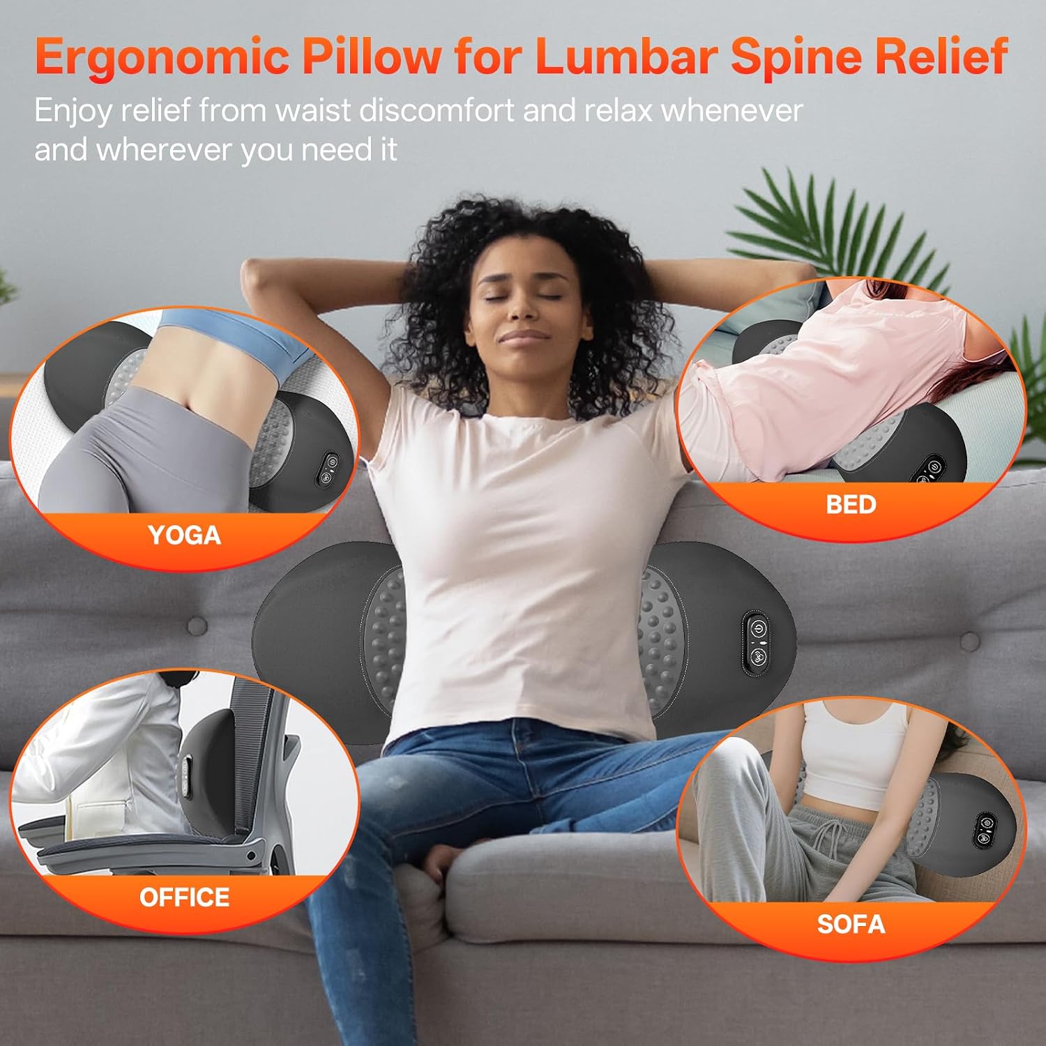 Triple Fusion Electric Lumbar Support Pillow for Lower Back Pain Relief | 3-in-1 Back Massager with Heat, Vibration & Air Traction, Spinal Decompression Device for Bed, Office Chair, and Recliner - Image 7