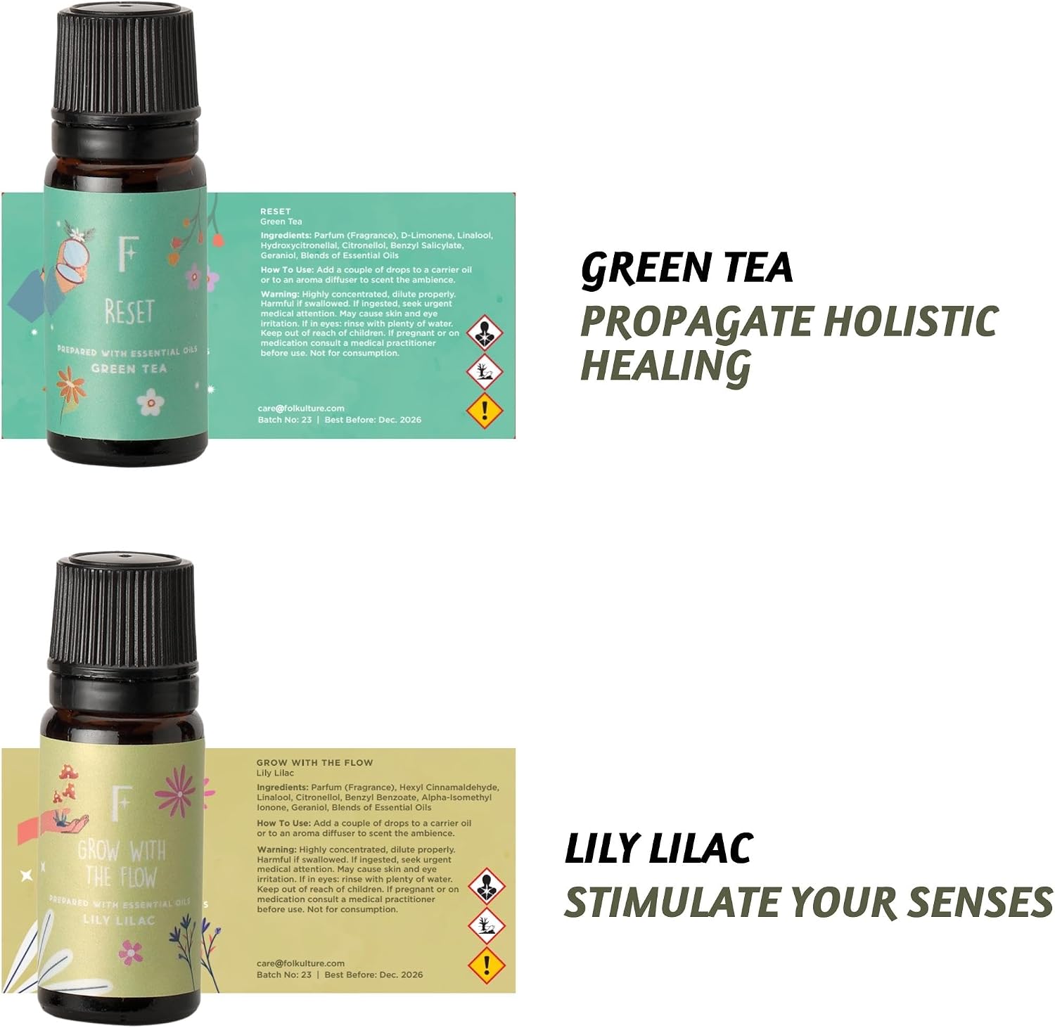 Folkulture Essential Oils Set | 6 Relaxing Fragrance Oils for Diffusers | Green Tea, Cashmere, Ocean Salt and More| Aromatherapy Gift Set for Her, Him | Self-Care Lovers | Self Love Club - Image 8