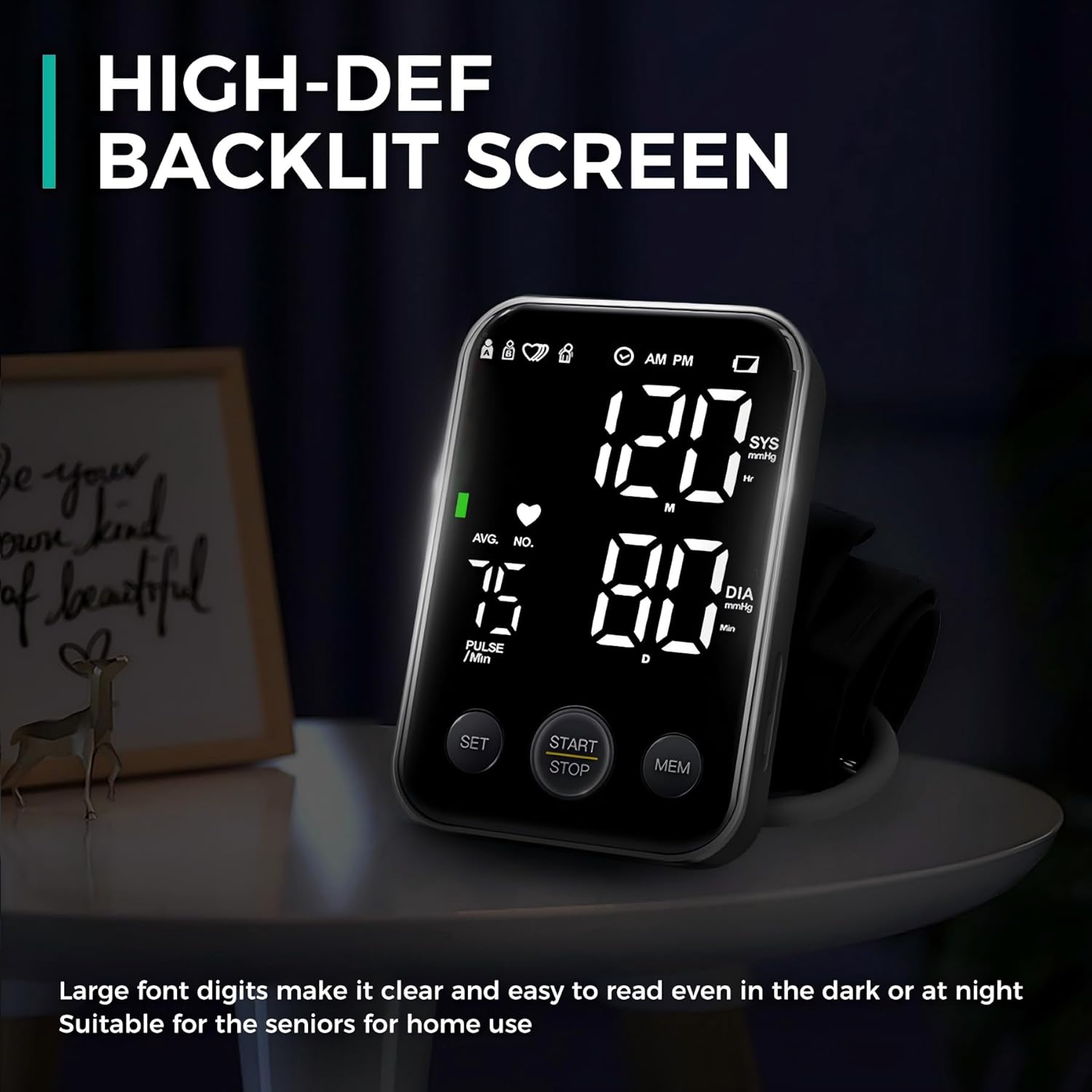 Oklar FDA Cleared Blood Pressure Monitor Upper Arm BP Machine for Home Use | Clinical Accuracy, 2x120 Memory, Large LED Display & 8.7"-15.7" Adjustable Cuff, Dual Power for Home & Travel, Black - Image 4