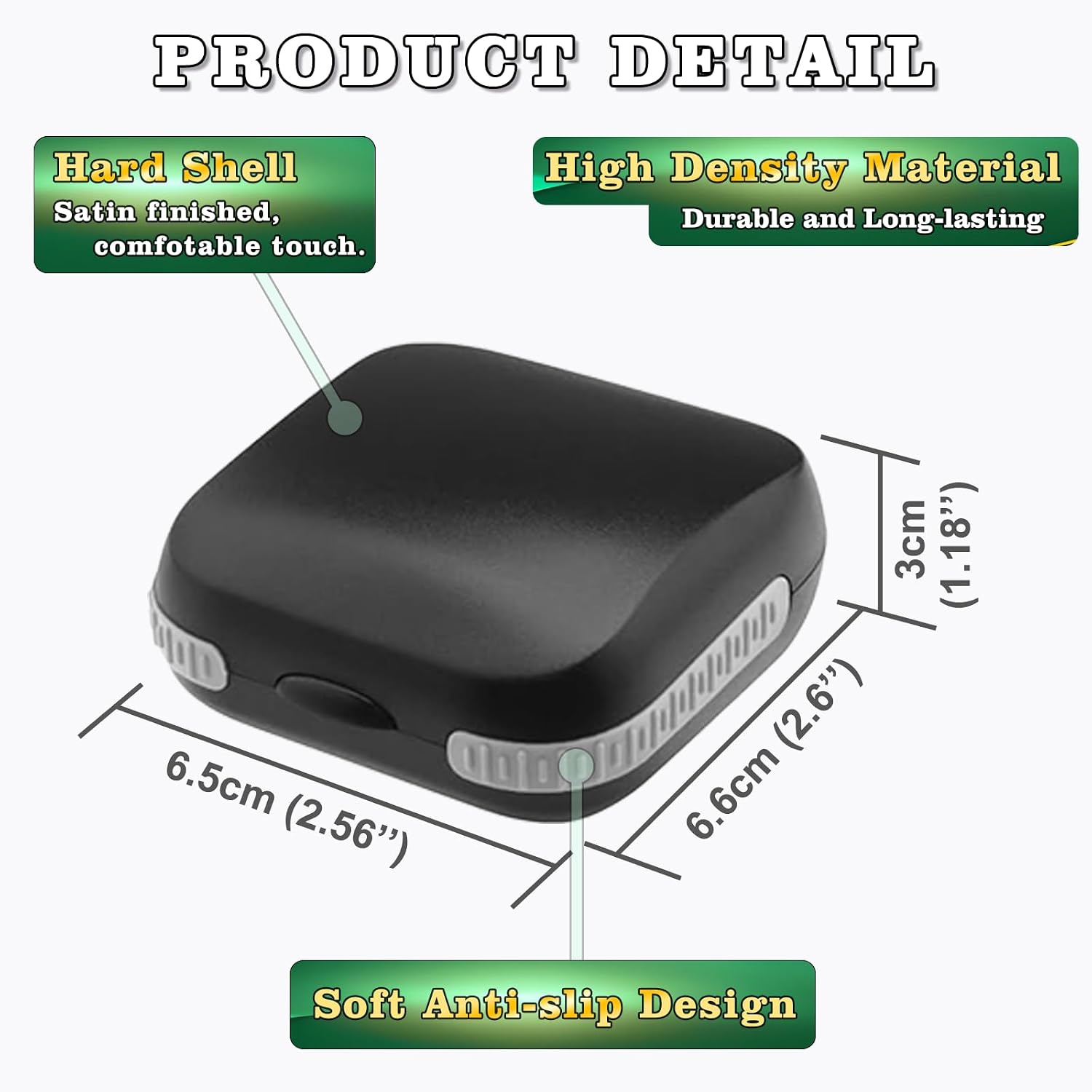 Hearing Aid Travel Case, Hearing Aids Case Hard Pocket Size Small Splashproof 2.16"*2.04"*0.39" Cushioned Interior for 2 Hearing Aids, ITE, RIC, CIC Storage Box (Black) - Image 2