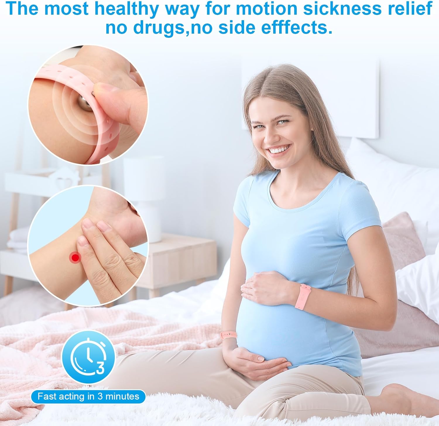 Motion Sickness Bracelets for Adults & Kids Sea Sickness Wristbands for Travel Anti Nausea Bands for Motion & Morning Sickness Relief for Pregnant Women-Ideal for Car Air Cruise Travel-Star Light - Image 2