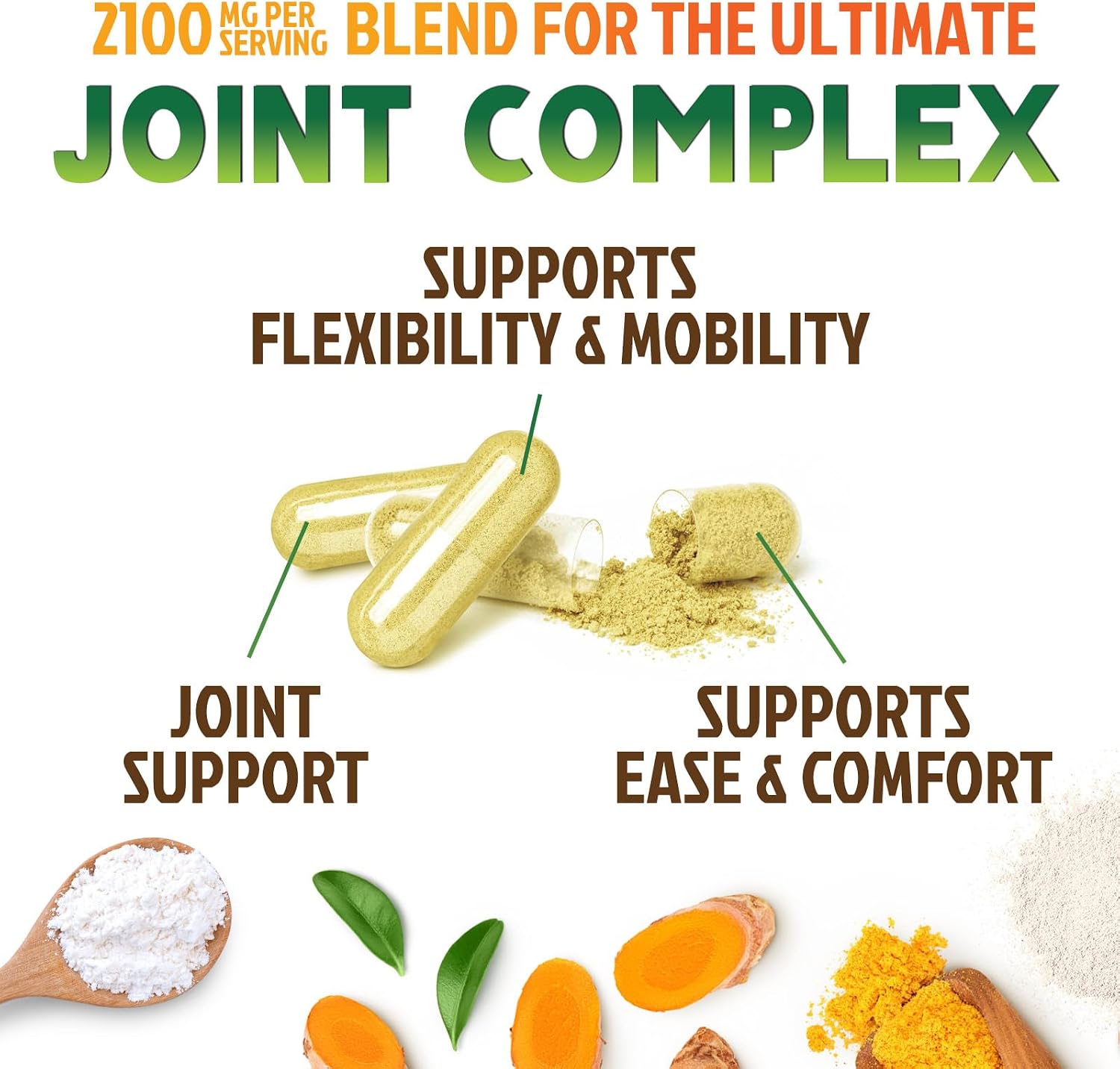 Nature's Nutrition Glucosamine Chondroitin MSM Capsules - Triple Strength Joint Health Support Supplement with Turmeric & Boswellia - Joint Flexibility Support Easy to Swallow Capsules - 60 Count - Image 6