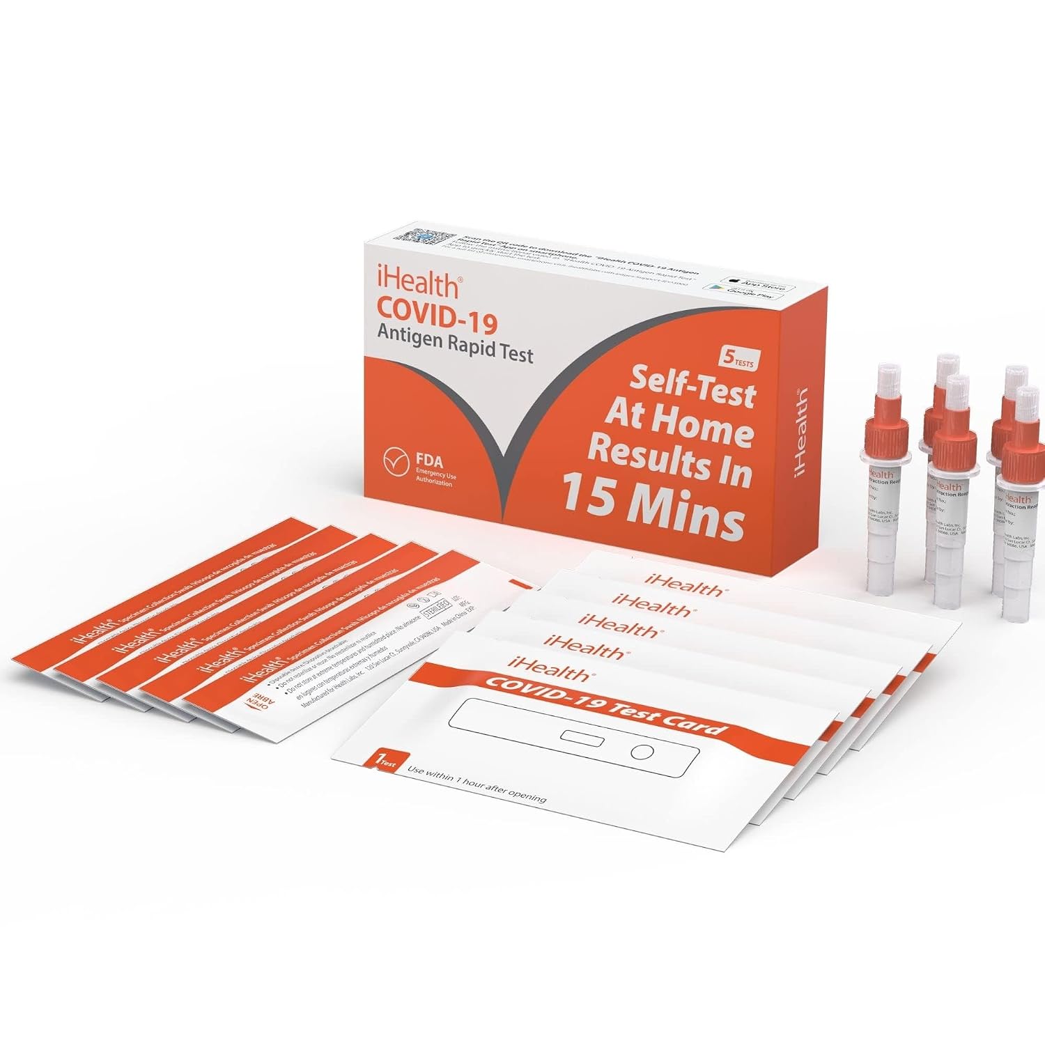 iHealth COVID-19 Antigen Rapid Home Test, 5 Tests, FDA Authorized OTC | at-Home Self Covid Test, Results in 15 Minutes with Non-invasive Nasal Swab, for ages 2 and up, easy to use - Image 7