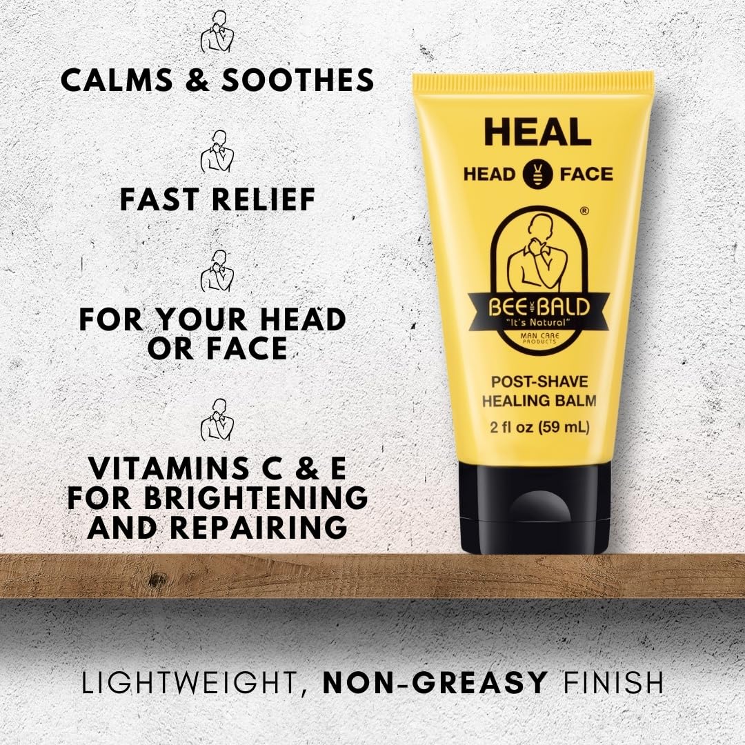 Bee Bald HEAL Aftershave for Men, Calm & Soothes, After Shave Balm, 2 fl oz | Immediately Calms & Soothes Irritated Skin. Treats Razor Burn, Redness, Bumps on Head or Face. Perfect For Sensitive Skin. - Image 3