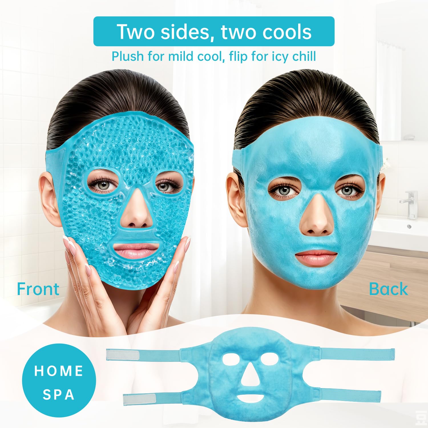 ZNÖCUETÖD Cold Face Ice Mask Facial Ice Pack, Hot Cold Compress for Face | Face SPA Gift for Woman Dark Circles Facial Puff, Pressure, Headaches, Skin Care, Post Laser Cosmetic Care, Reversible - Image 4