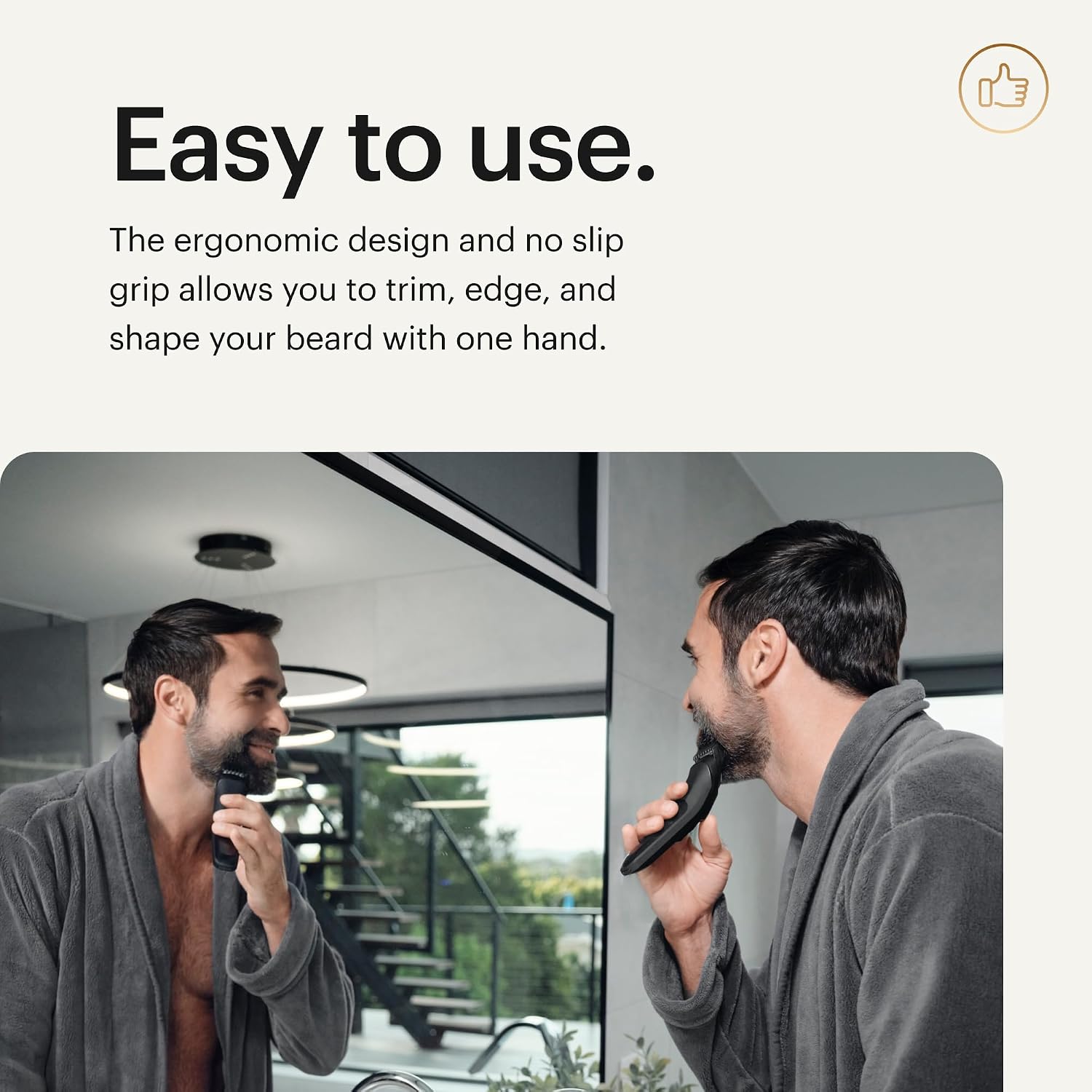 MANSCAPED® The Beard Hedger® PLUS, Men's Adjustable Beard & Mustache Trimmer with 14 Length Settings (1–20mm), Stainless Steel Blade, Waterproof Cordless Grooming, Travel Lock, USB-C Rechargeable - Image 3