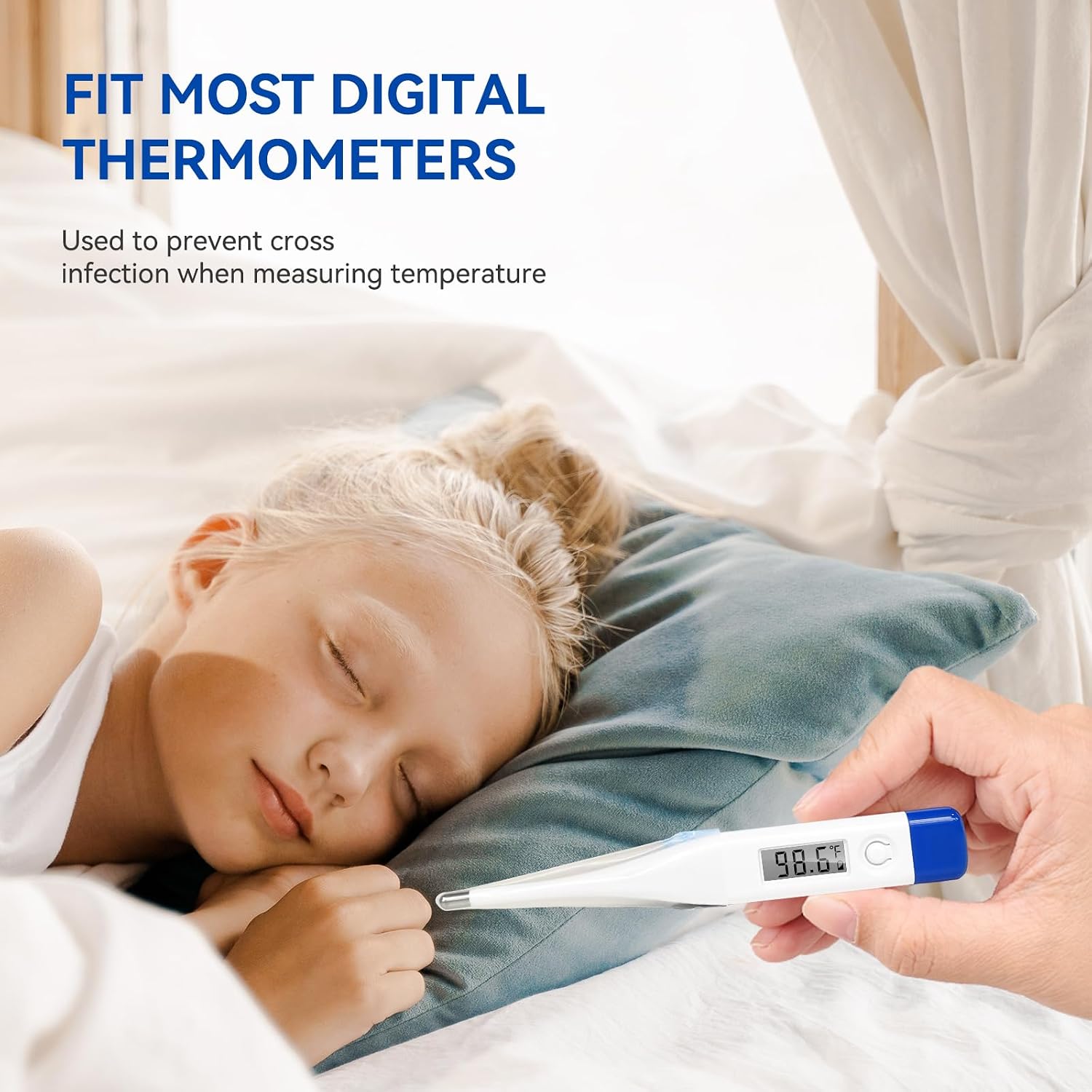 Berrcom Disposable Digital Thermometers Probe Covers Set of 100 Oral Rectal Thermometer Probe Cover Universal Thermometers Sleeves for Adult and Kids - Image 2