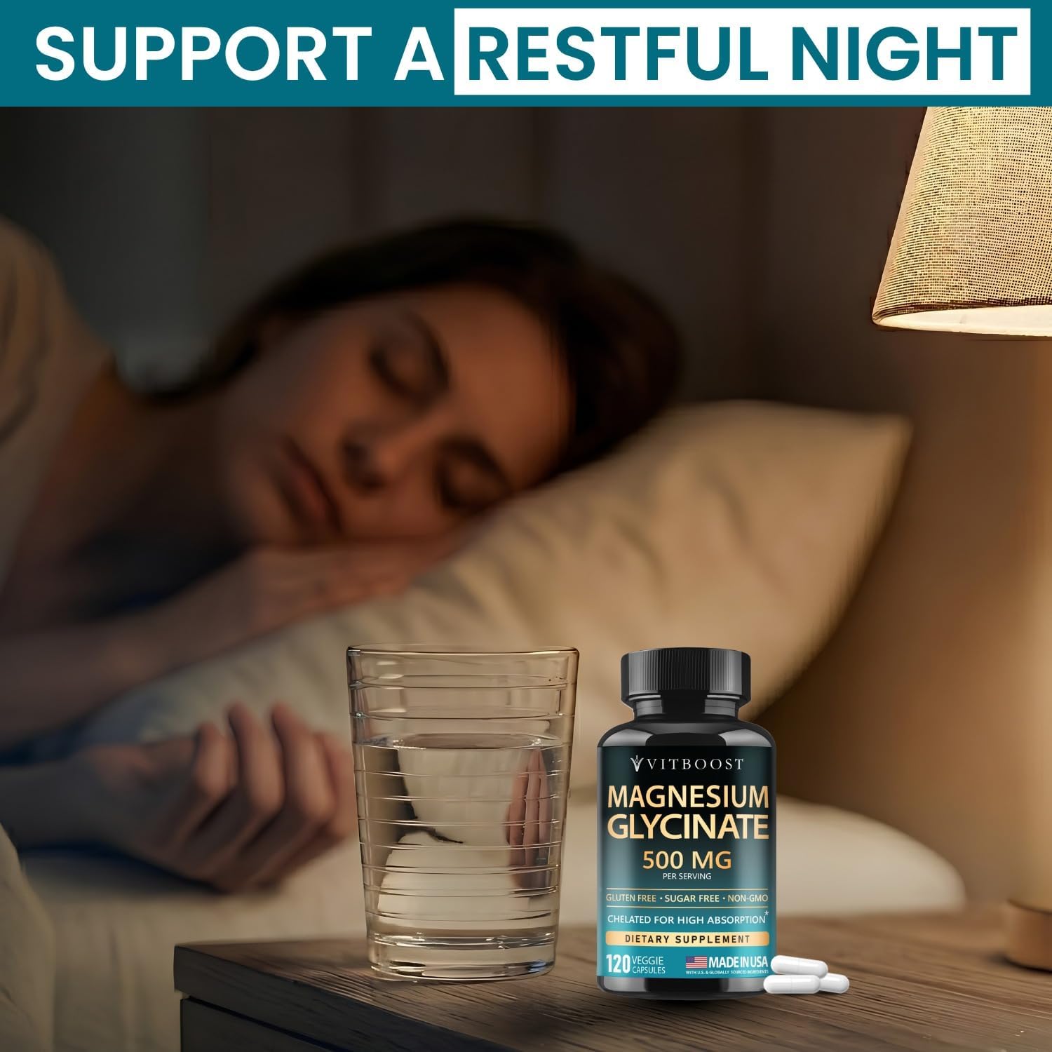 VITBOOST Magnesium Glycinate 500mg - Support Sleep 120 Veggie Capsules | Stress Support High Absorption Chelated Supplement - Non-GMO, 3rd Party Tested - Made in USA - Image 7