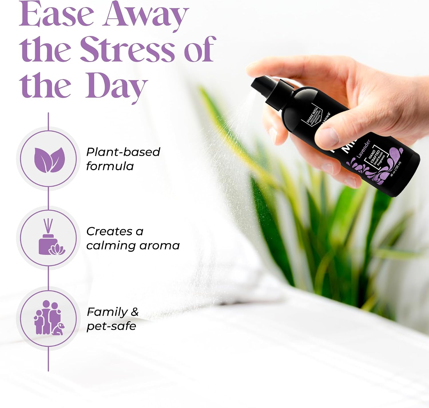 Aromasong Lavender Pillow Spray for Sleeping - All Natural Calming Linen & Bedtime Sleep Mist for Deep Sleep - Pillow Spray Aromatherapy with Botanical Essential Oils for Relaxing Stress - Image 4