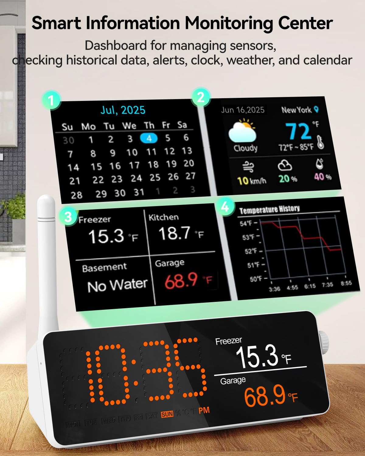WiFi Remote Thermometer Freezer Alarm, 1/3 Mile Long Range, IP66 Waterproof, App Email Alert, with Digital Monitor Hub, 2 Smart Wireless Temperature Sensors for Fridge, RV, Greenhouse - Image 7