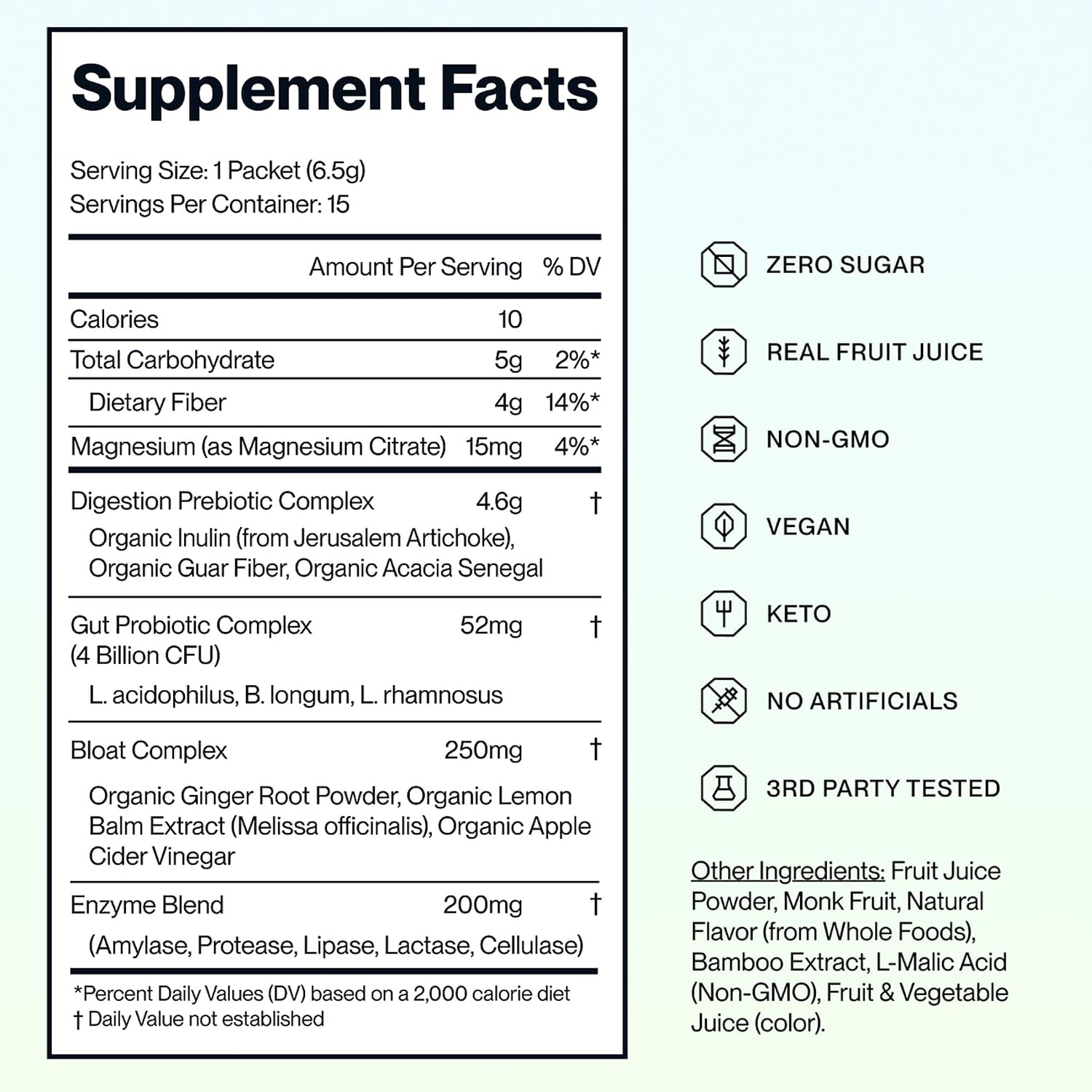 Feel Goods Digestion+ Gut Health Organic Fiber & Probiotic Powder Drink Mix | Digestive Enzymes, Digestion Plus, Bloating Relief, Gut Cleanse, Gut Guardian - Zero Sugar, 12 Variety Stick Packets - Image 4