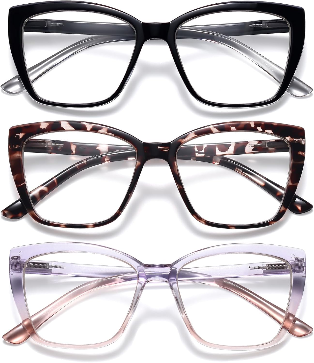 Reading Glasses for Women, 1.50 Fashion Oversized Blue Light Readers | TR90 Lightweight Cat Eye Frames Spring Hinge Eye Glasses with Blue light Protection for All Day Comfort wear & Anti Eyestrain