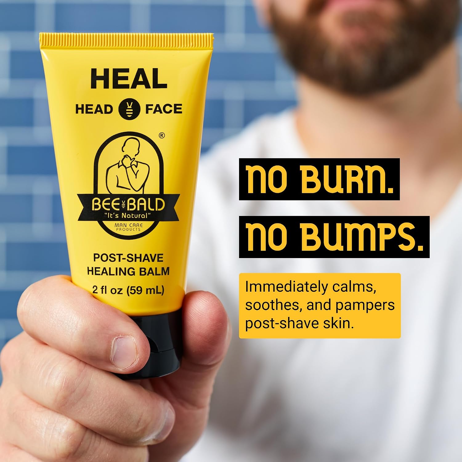 Bee Bald HEAL Aftershave for Men, Calm & Soothes, After Shave Balm, 2 fl oz | Immediately Calms & Soothes Irritated Skin. Treats Razor Burn, Redness, Bumps on Head or Face. Perfect For Sensitive Skin. - Image 2