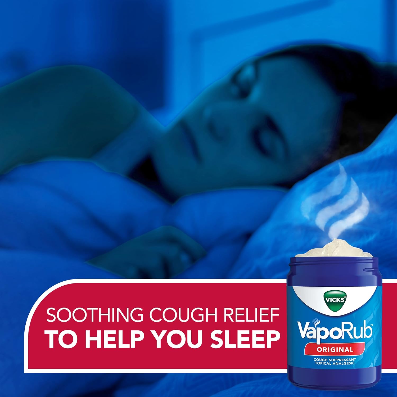 Vicks VapoRub, Original, Cough Suppressant, Topical Chest Rub & Analgesic Ointment, Medicated Vicks Vapors, Relief from Cough Due to Cold, Aches & Pains, 1.76oz each (pack of 3) - Image 4