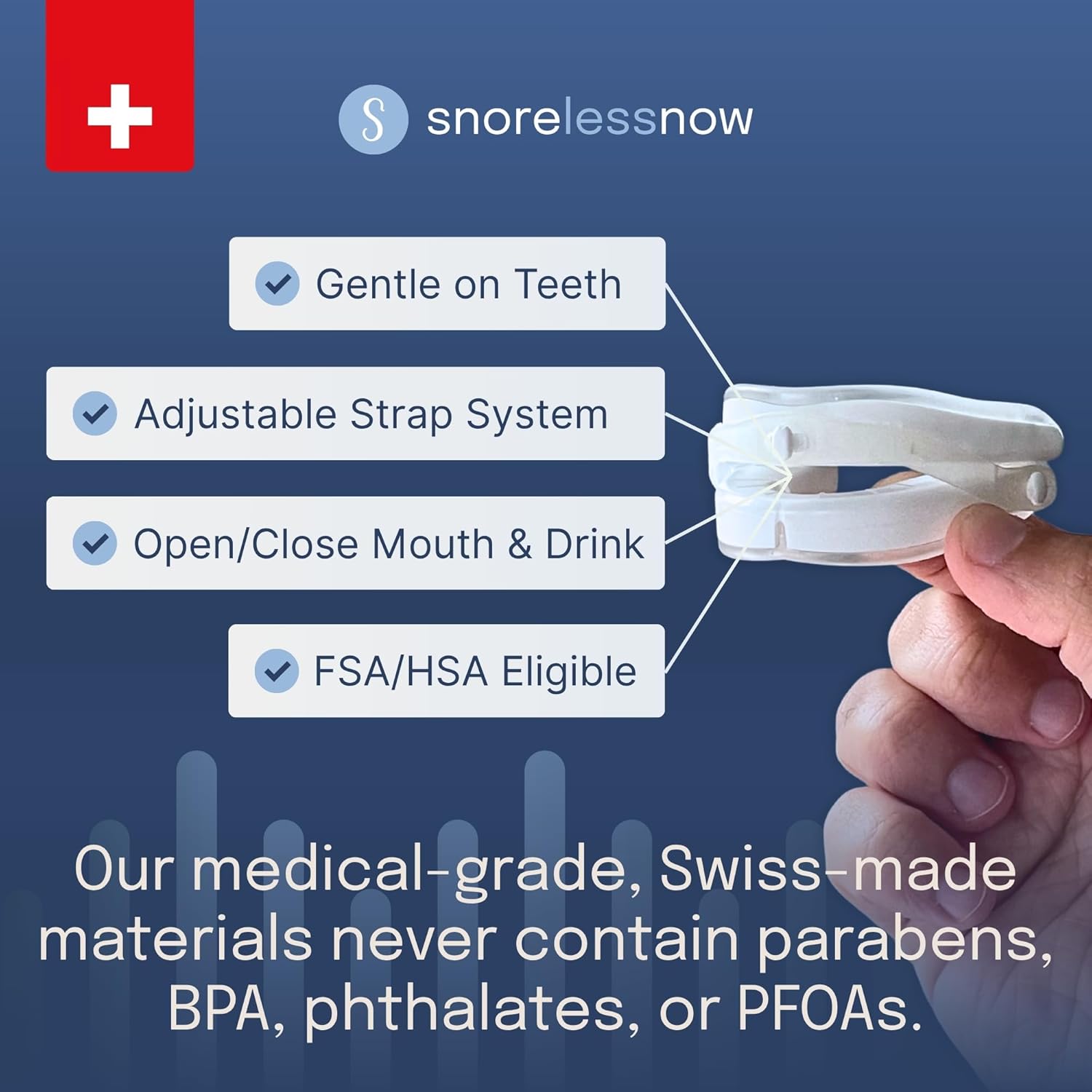 Somnofit-S Anti-Snore Mouth Guard by SnoreLessNow | Made in Switzerland | FDA Cleared | Most Comfortable Anti Snoring Mouthpiece | Sleep Tight Mouth Guard | Adjustable Snoring Solution for Men & Women - Image 3