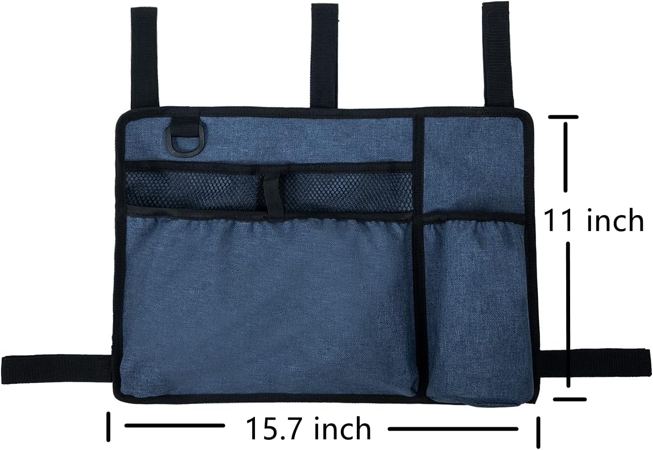 Caroo Walker Bag Basket with Cup Holder Suit for Adult Folding Walkers Rollator Organizer Carry Storage Pouch Water-Resistant Armrest Accessories for Seniors, Elderly, Handicap, Blue - Image 2