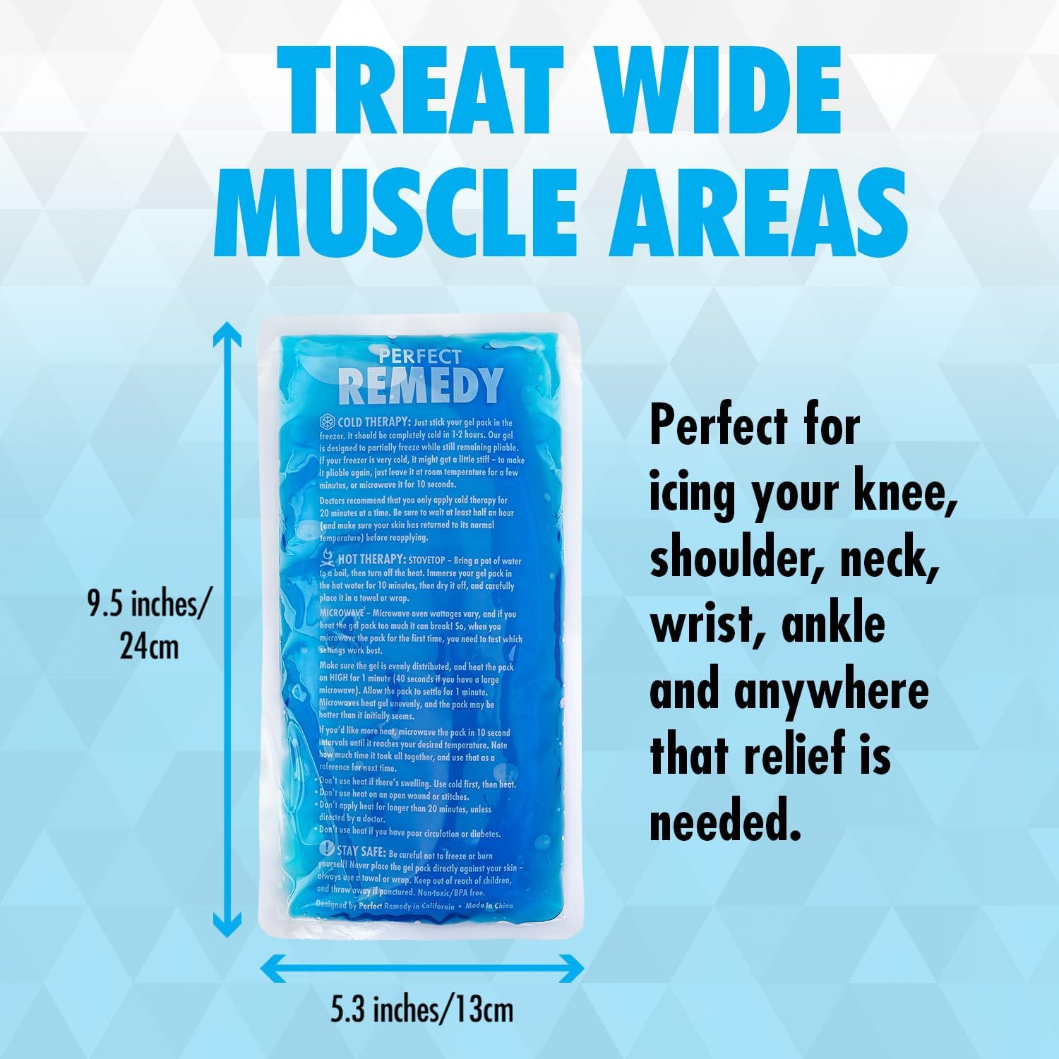 Gel Ice Pack - Hot & Cold Compress, Reusable Injury Ice Pack for Knee, Shoulder, Back, Neck, Hip, Ankle, Wrist, Foot Pain Relief & Injury Recovery Soft Gel for Muscle Strain (Blue, Reg) - Image 5