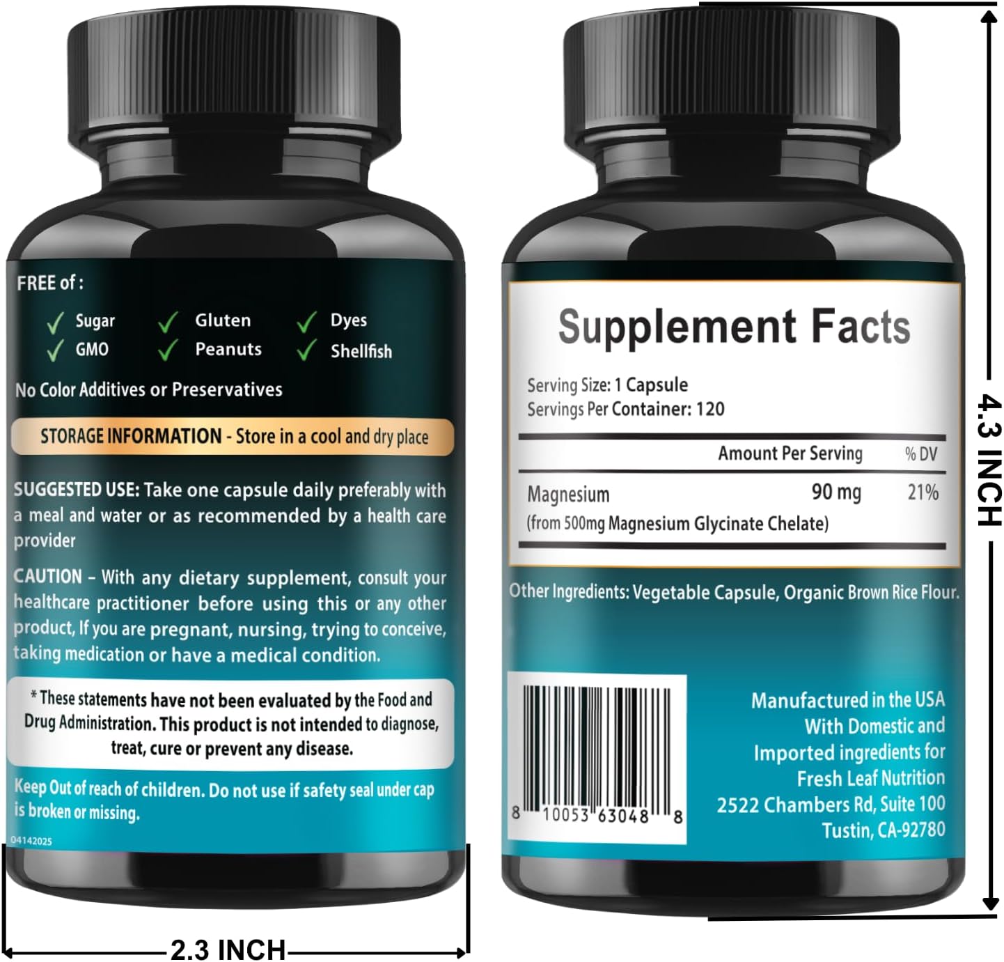 VITBOOST Magnesium Glycinate 500mg - Support Sleep 120 Veggie Capsules | Stress Support High Absorption Chelated Supplement - Non-GMO, 3rd Party Tested - Made in USA - Image 9