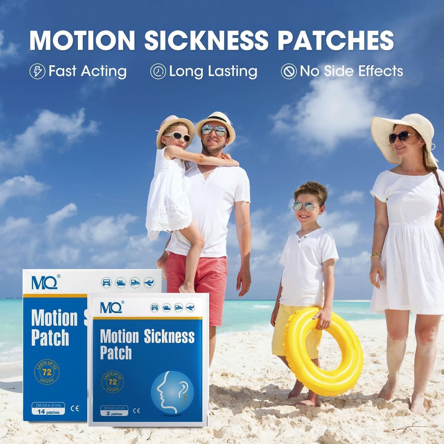 MQ 84ct Motion Sickness Patches Non Drowsy, Sea Sickness Patches for Cruise Travel Essentials, Waterproof Patch Behind Ear for Car Airplane Altitude Sickness, Long Last 72H - Image 2