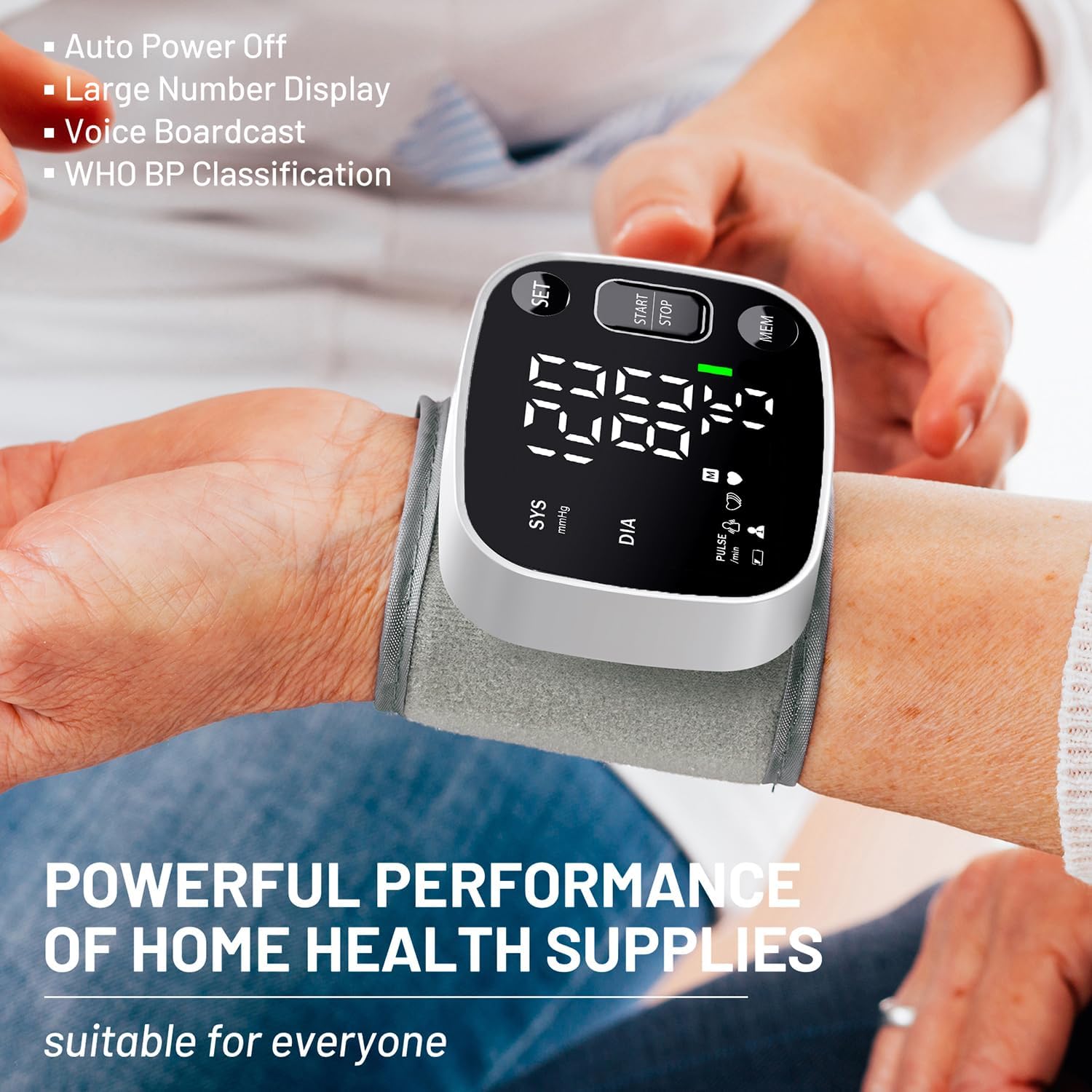 Oklar Wrist Blood Pressure Monitor, FDA Cleared Rechargeable BP Machine | For Home Use, with Adjustable Cuff (4.92-8.46 Inches), 240 Reading Memory for 2 Users, Voice Broadcast, Storage Case Included - Image 7