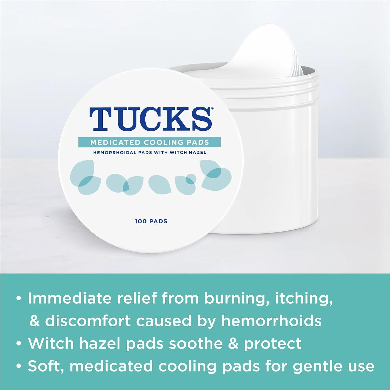 TUCKS Medicated Cooling Pads, 100 Count – Hemorrhoid Pads with Witch Hazel, Cleanses Sensitive Areas, Protects from Irritation, Hemorrhoid Treatment, Medicated Pads Used by Hospitals - Image 6