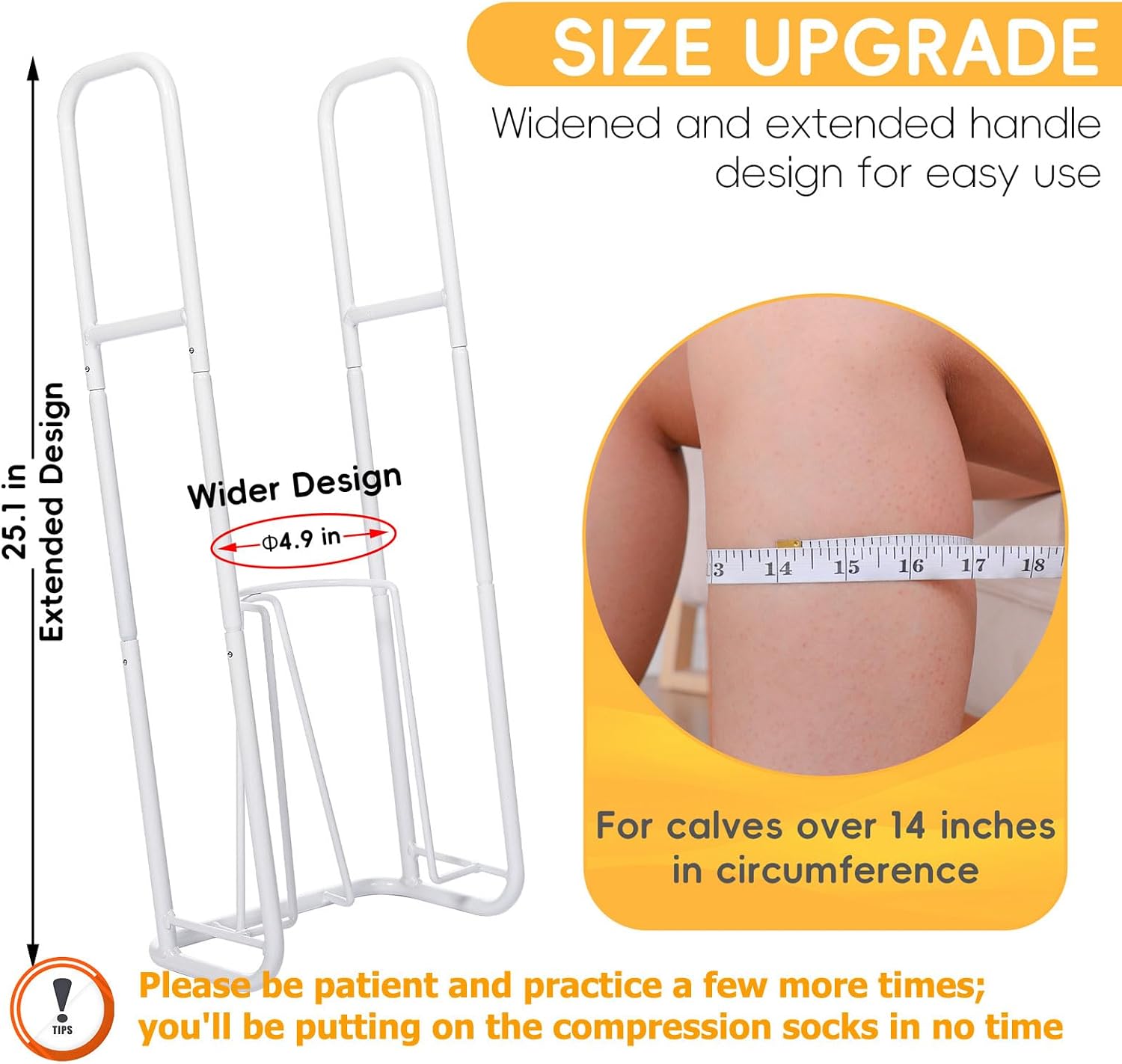 Upgraded Extra-Large Compression Sock Aid Device - Sock Aids for Compression Stocking - Helper Device for Putting on Hosiery - 14 in or More - Image 3
