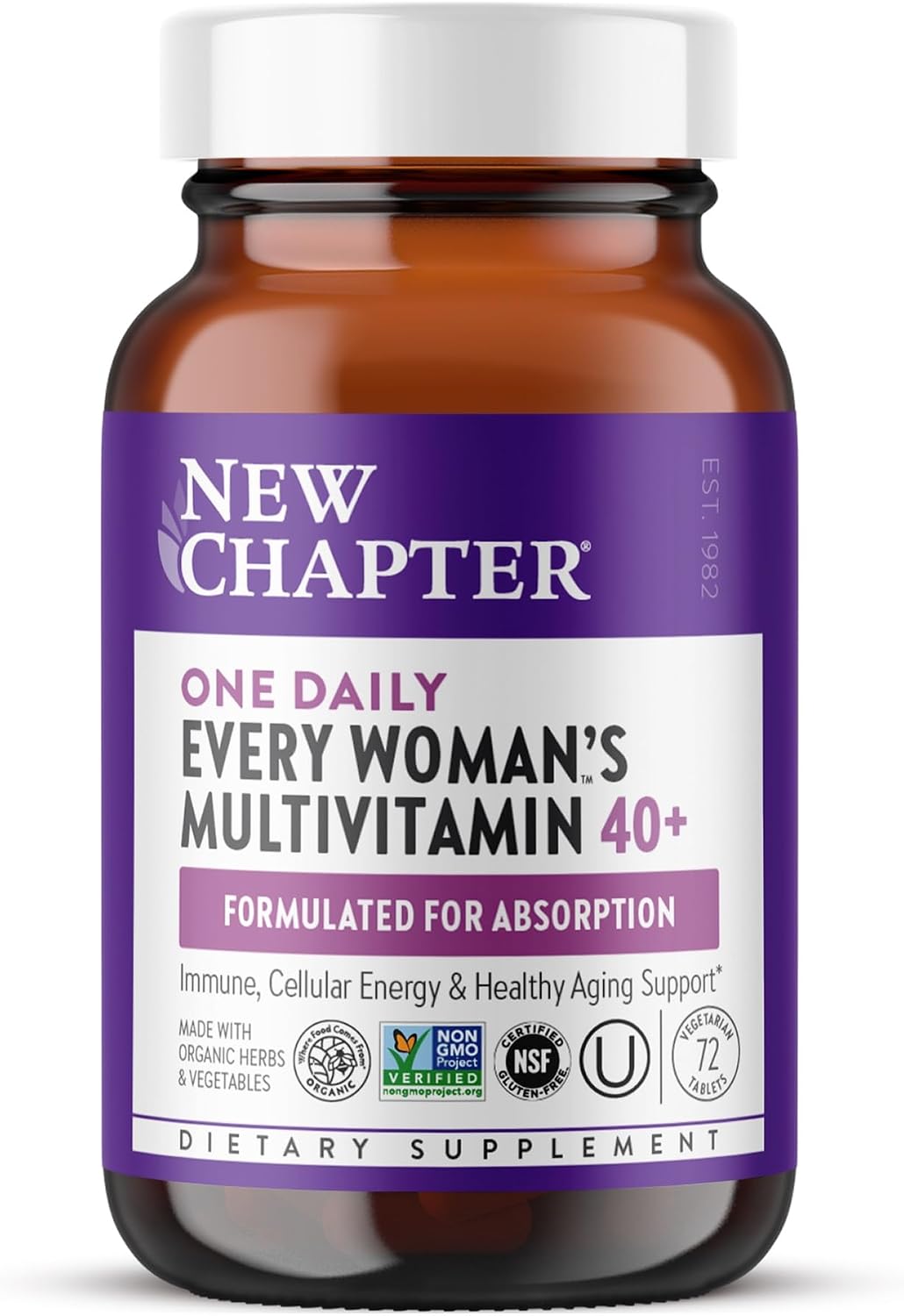 New Chapter Every Woman’s One Daily 40+ - Multivitamin for Women - Supports Immune, Bone, Hormone & Cellular Energy Health* - Non-GMO, Gluten Free, Dairy Free, Vegetarian & Kosher - 72 Tablets