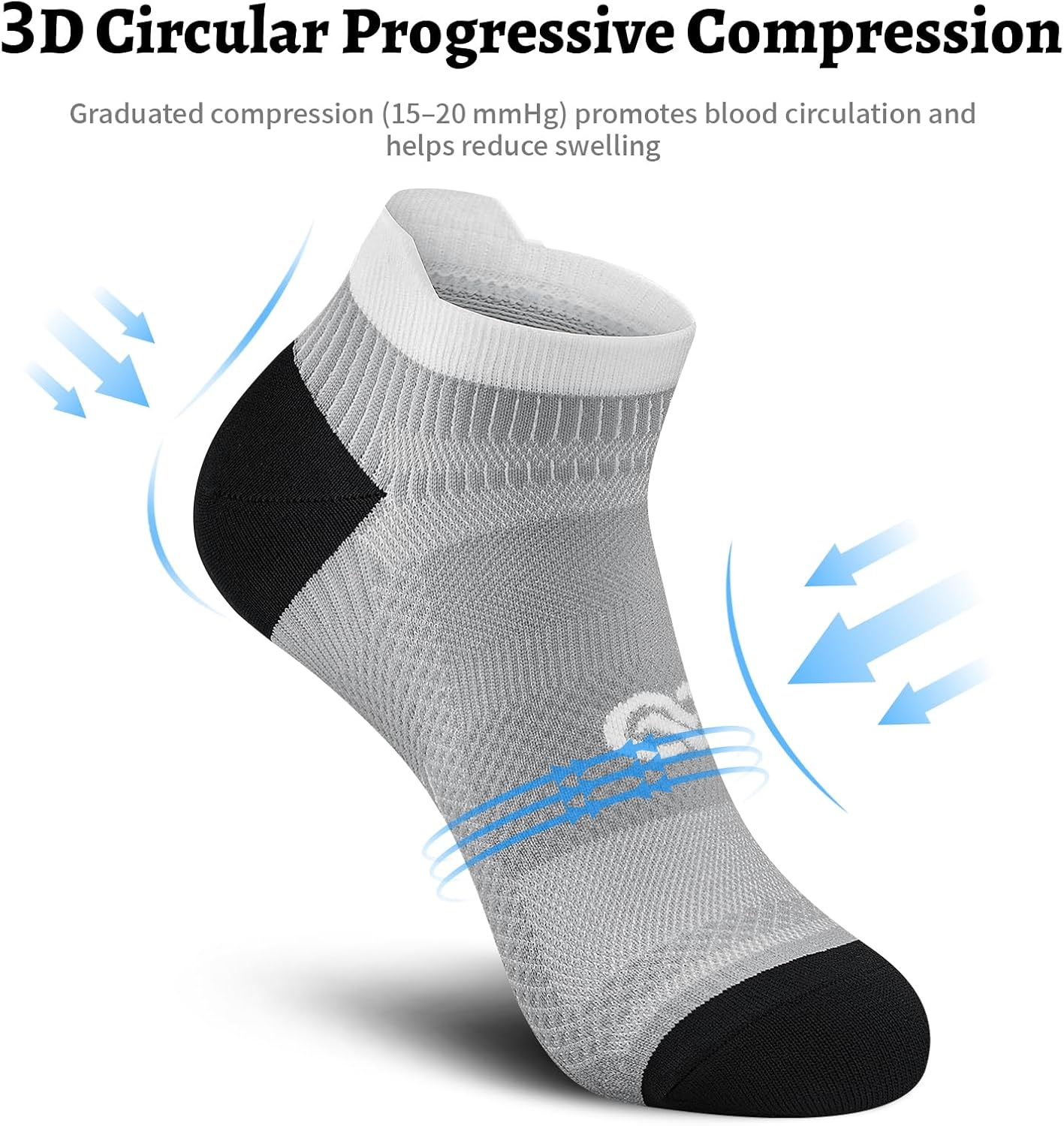 Compression Socks for Men Women Ankle Running Socks for Plantar Fasciitis | Low Cut Athletic Ankle Socks with Ankle & Arch Support for Running, Cycling, Golf, Work, Plantar Fasciitis Relief - Image 4