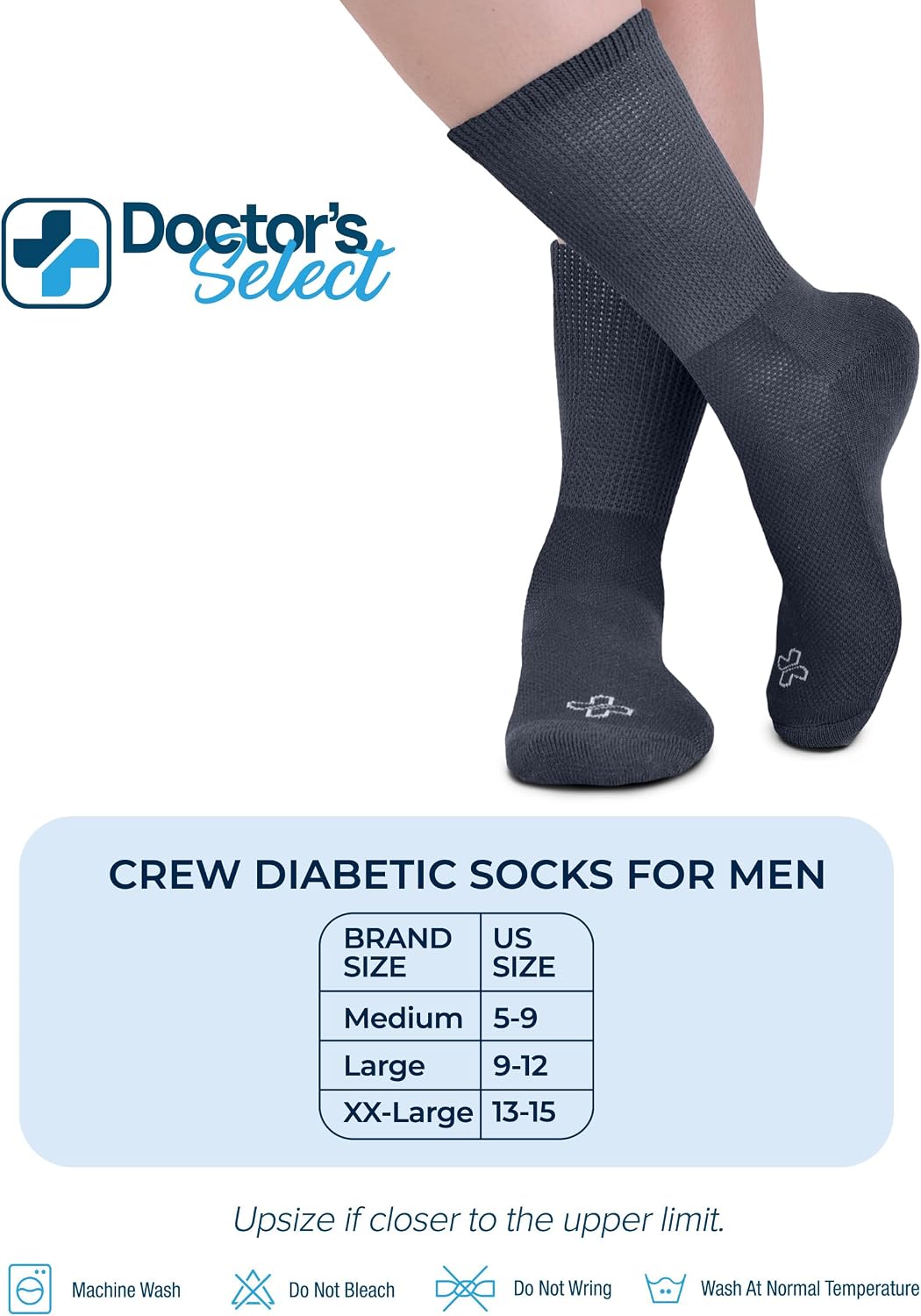 Doctor's Select® Diabetic Socks for Men - 4 Pairs Non Binding Neuropathy Socks for Swollen Feet, Work, Travel & Comfort - Image 6