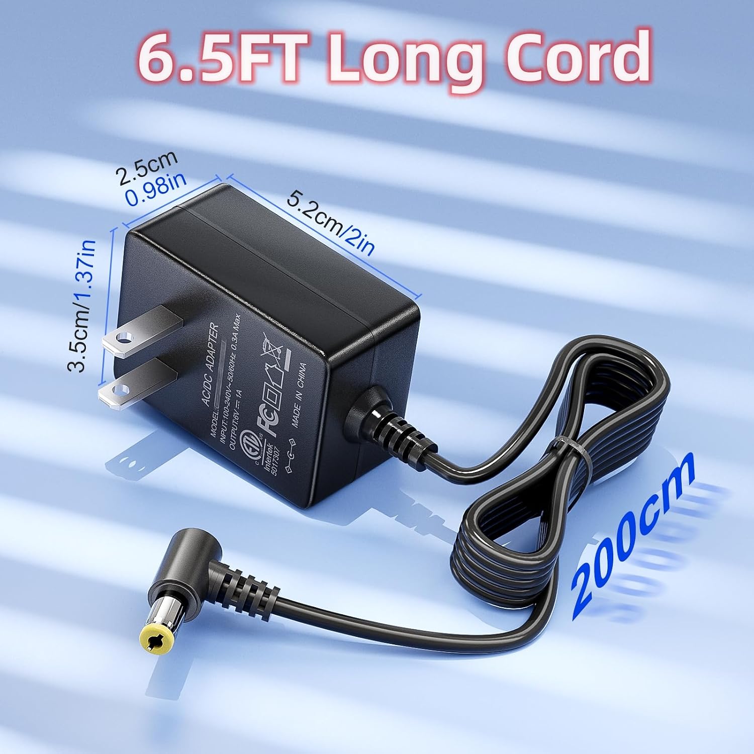 SoulBay 6V AC Adapter for Omron Blood Pressure Monitor Hem-ADPTW5, 6.5 Ft | Replacement Cord for Omron 5 Series, 7 Series, 10 Series, DC Output 6V 1A Power Supply - Image 5