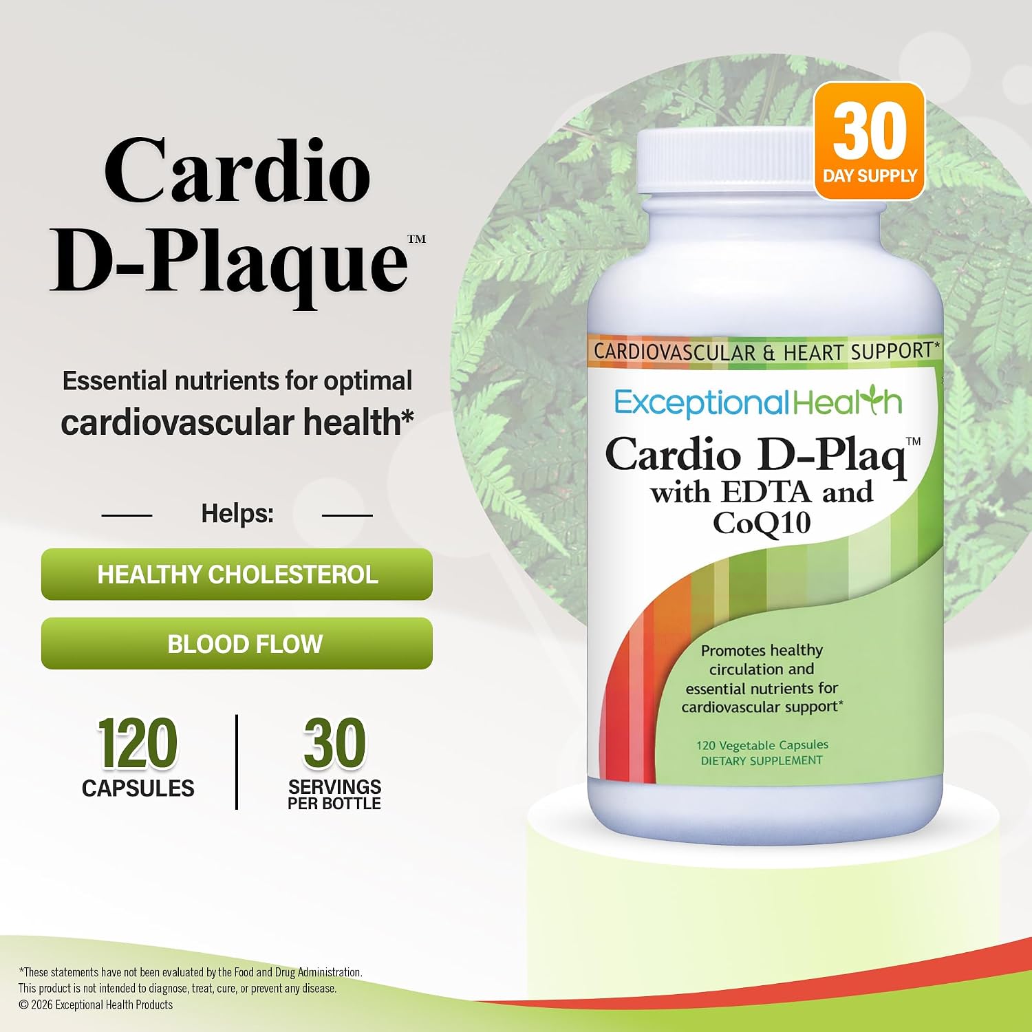 Cardio D-Plaq Cardiovascular Supplement, 120 Vegetable Capsules | Cardiovascular Support Capsules with CoQ10, EDTA, L-Carnitine & Ginkgo for Heart Health, Blood Flow & Cholesterol - Image 2