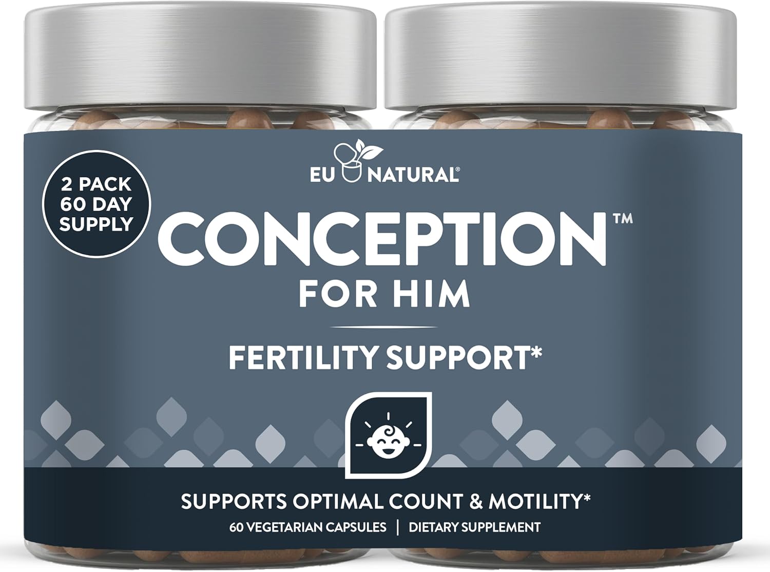 Eu Natural Conception for Him, Male Fertility Supplements,120 Veg Capsules | Supports healthy sperm count, motility & strength with Ashwagandha, Folate & Zinc