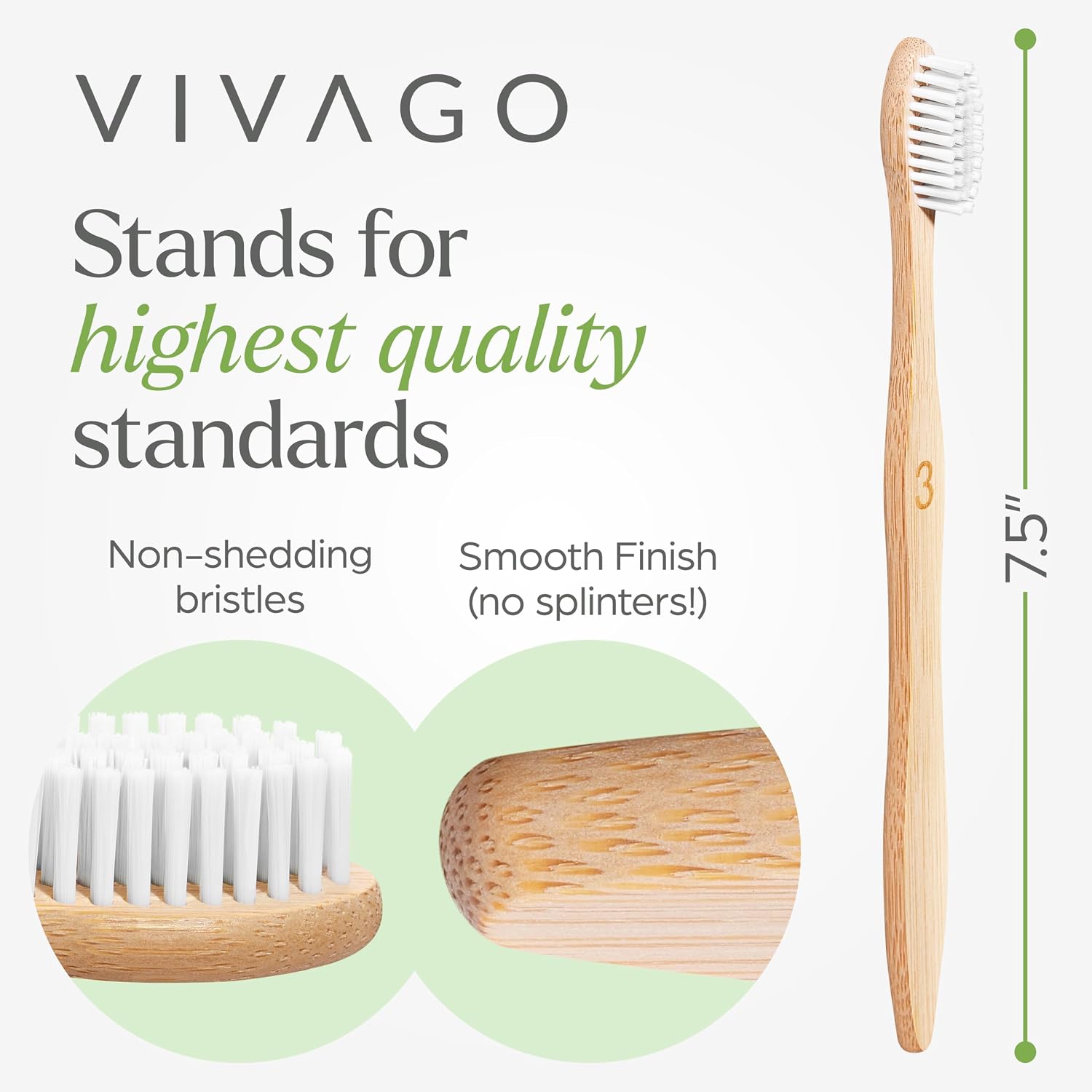 VIVAGO Bamboo Toothbrushes 10 Pack – Plant-Based Soft Bristles | Natural Toothbrush, Eco-Friendly, Wooden Toothbrush, BPA-Free - Image 5