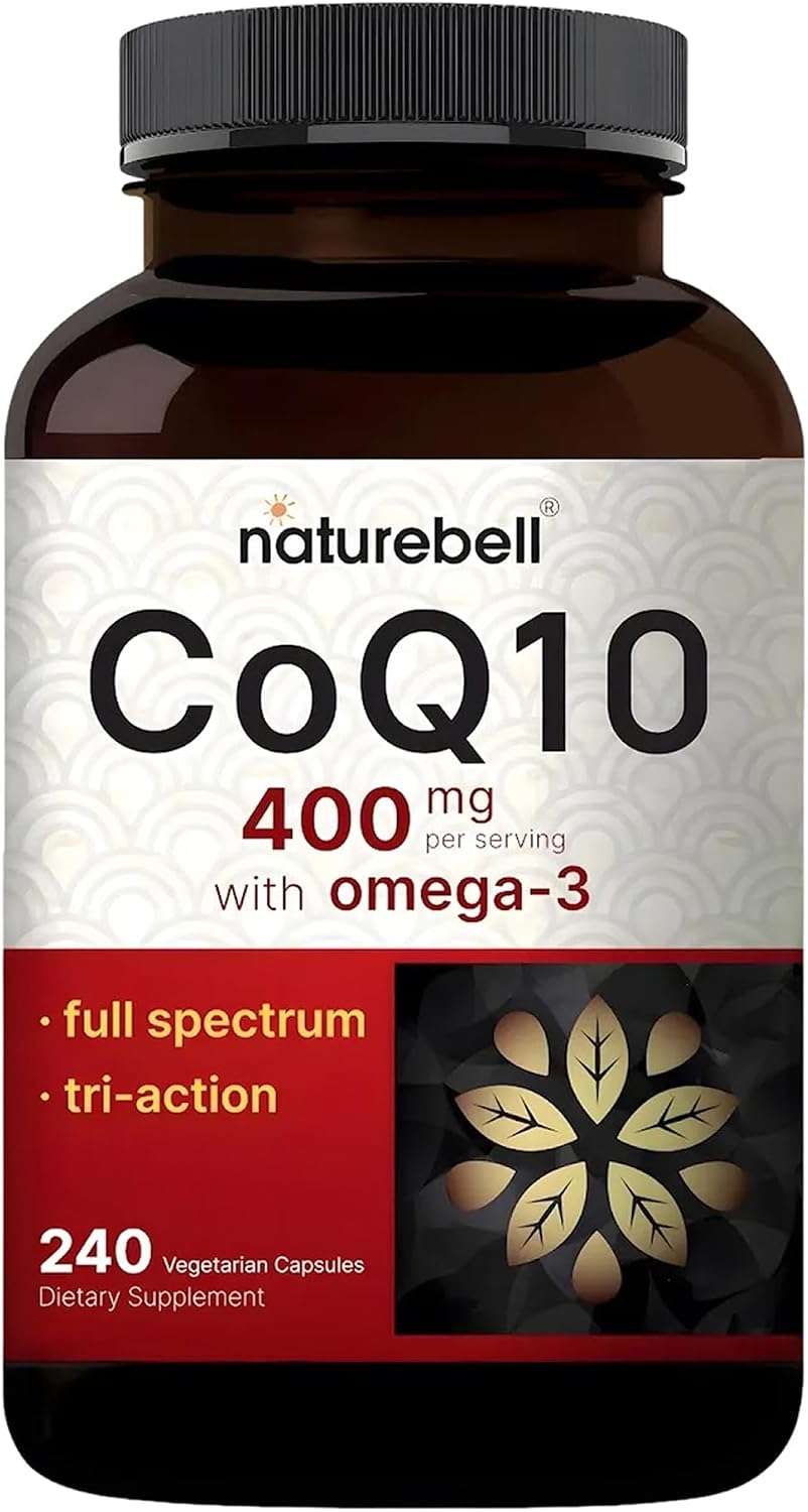 NatureBell CoQ10 400mg with Omega-3-240 Capsules - Antioxidant Supplement for Heart Health Support - Supports Cellular Energy* - Extra Strength Coenzyme Q10-3rd Party Tested