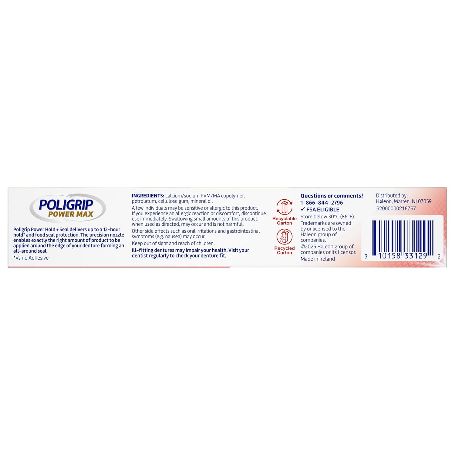 Poligrip Power Max Power Hold plus Seal Denture Adhesive Cream, Denture Cream for Secure Hold and Food Seal, Flavor Free - 2.2 oz - Image 16