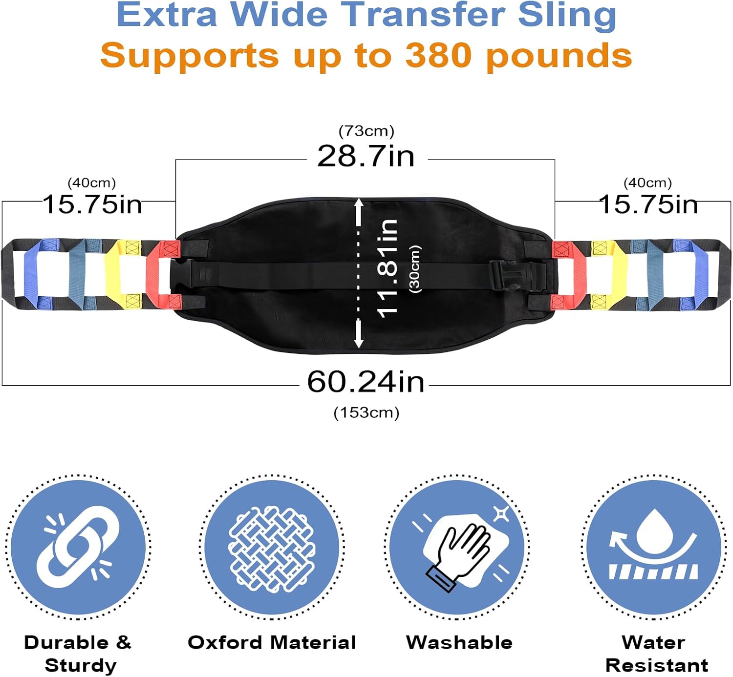 Transfer Sling, Transfer Belt for Elderly, Gait Belts for Seniors | Heavy Duty Patient Lift Belt,Mobility Standing&Lifting Aid for Disabled,Elderly,Injured-Safely Move from Bed and Wheelchair - Image 2